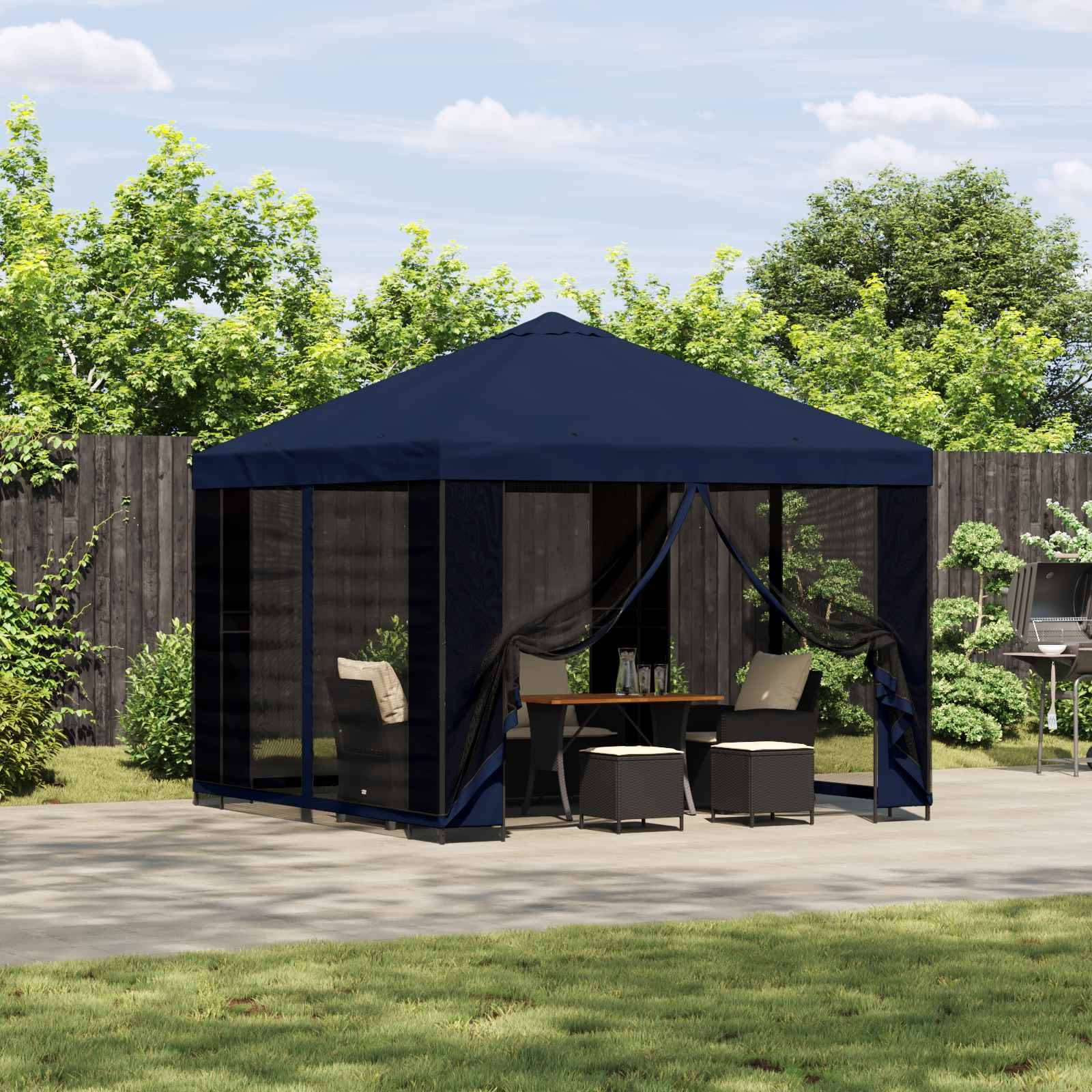 vidaXL Garten Pavillon mit Seitenwänden 3 x 3 m Blau
