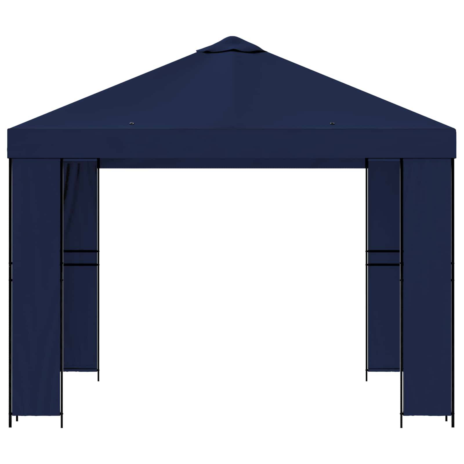 vidaXL Pavillon 3 x 3 m Blau Polyester und Stahl 190