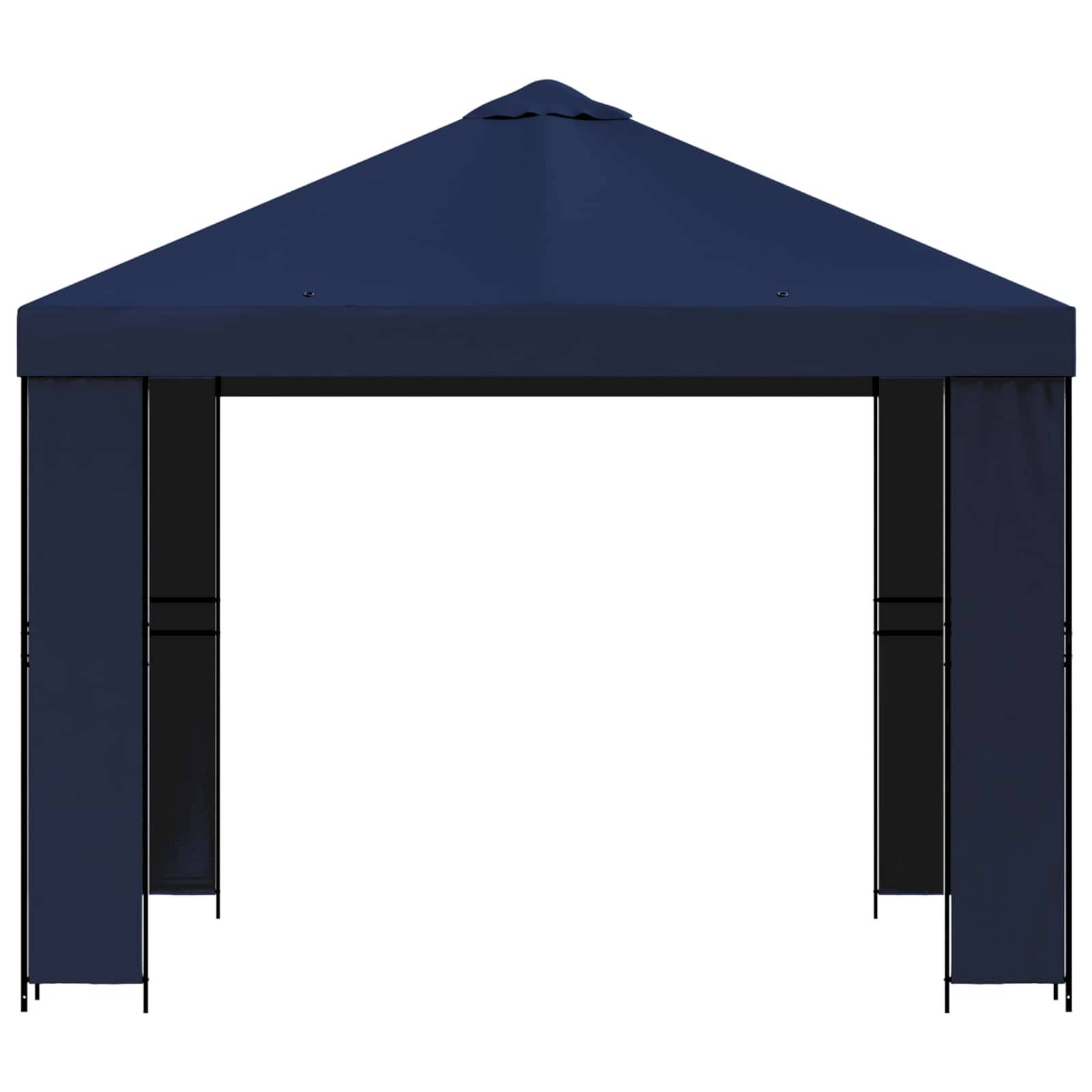 vidaXL Pavillon 3 x 3 m Blau Polyester und Stahl 190