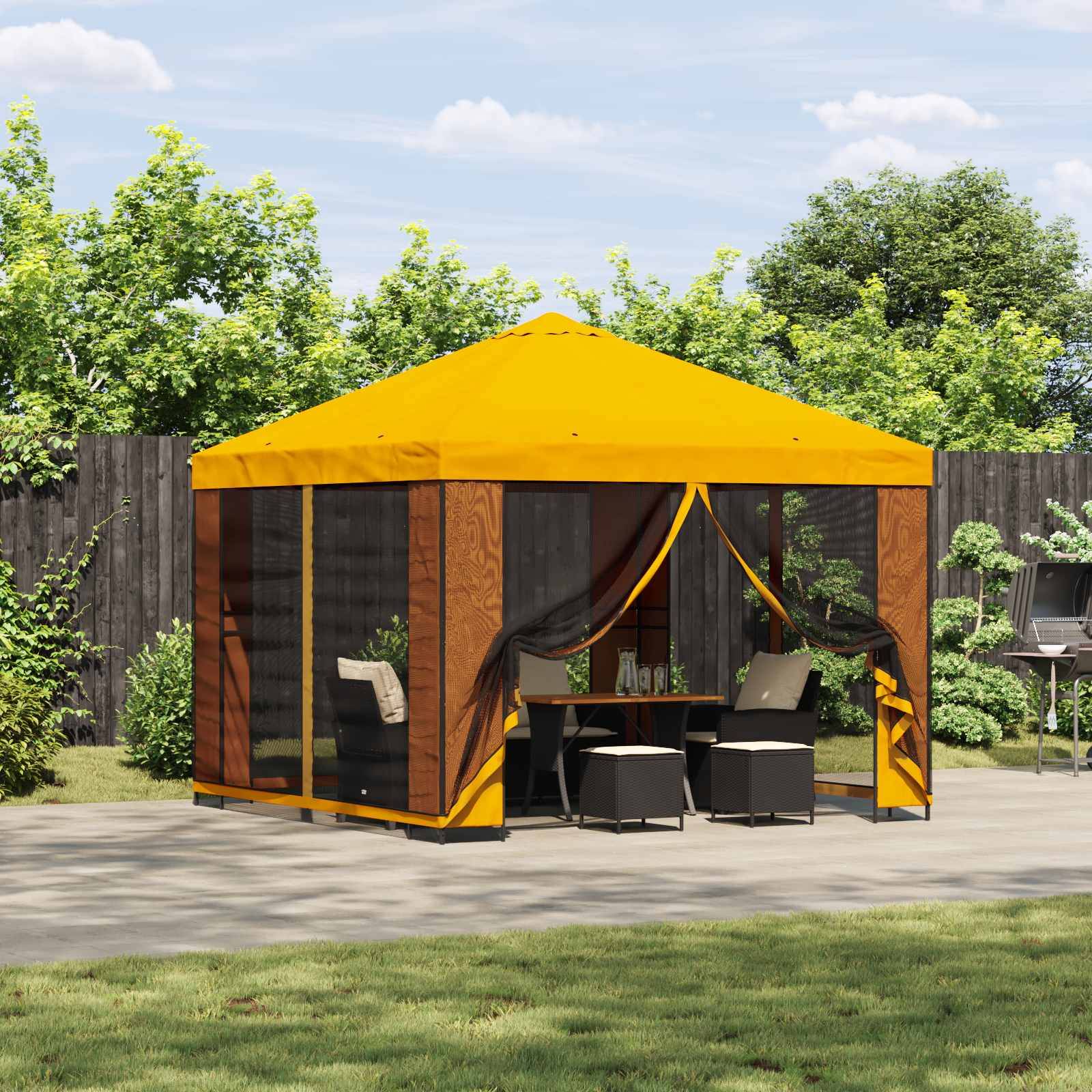 vidaXL Garten Pavillon mit Seitenwänden 3 x 3 m Gelb