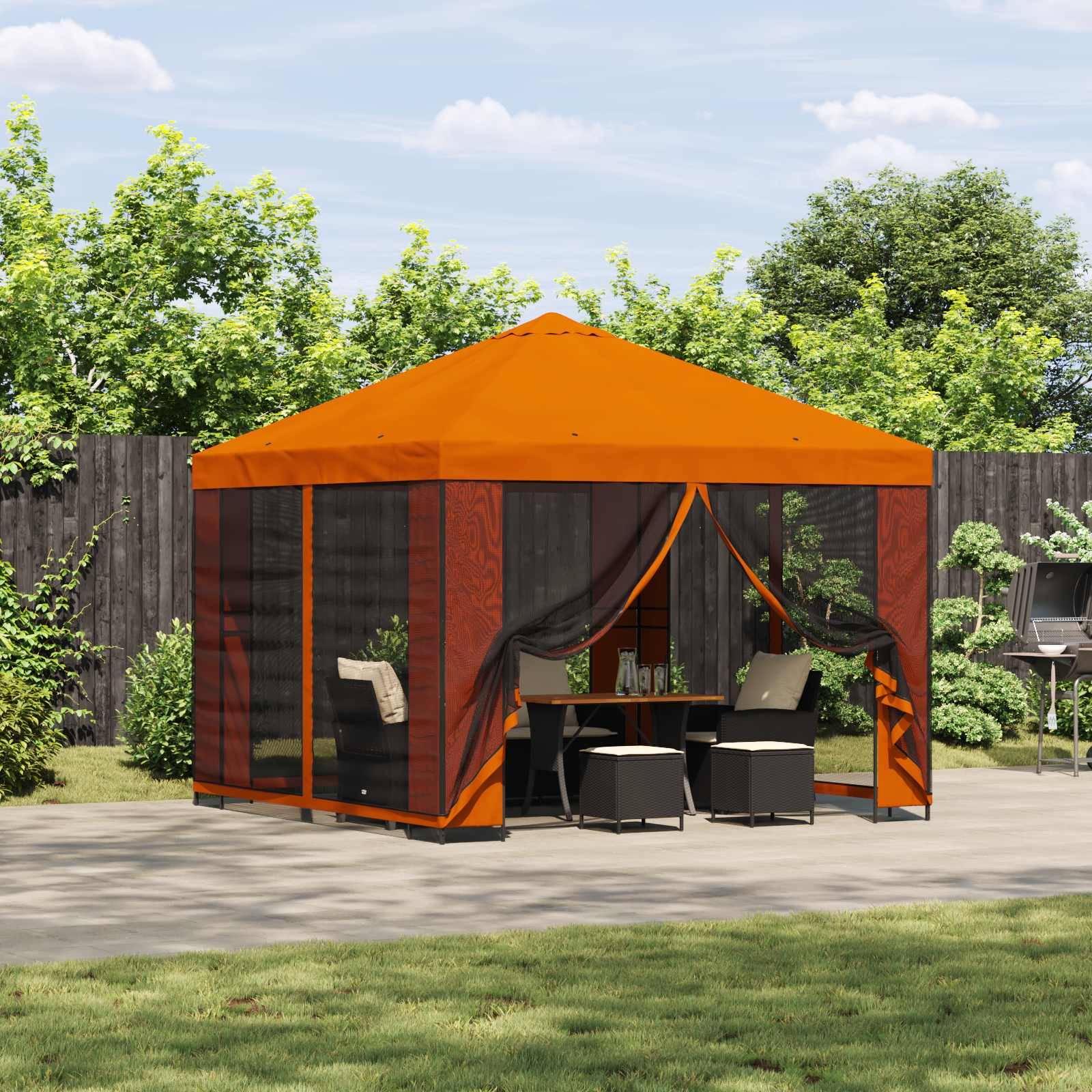 vidaXL Garten Pavillon mit Seitenwänden 3 x 3 m Orange