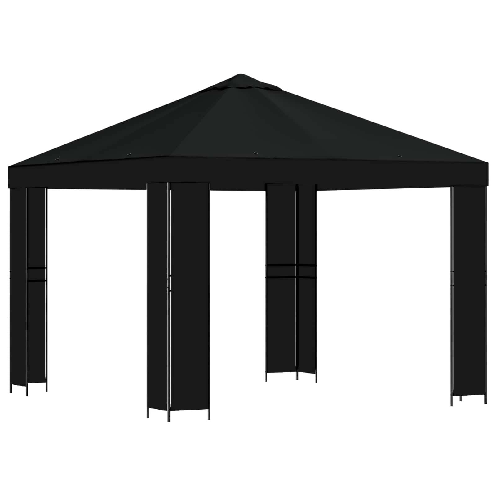 vidaXL Pavillon 3 x 3 m Schwarz Polyester und Stahl 190