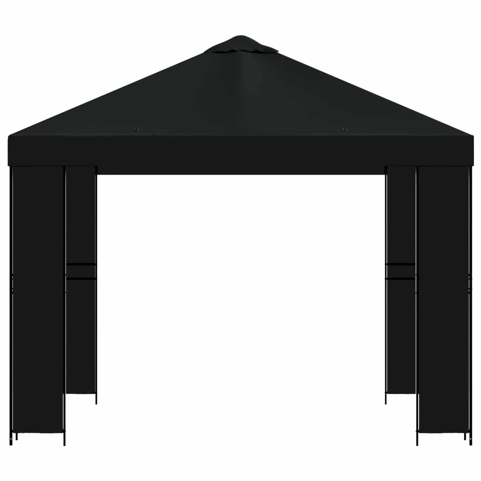 vidaXL Pavillon 3 x 3 m Schwarz Polyester und Stahl 190