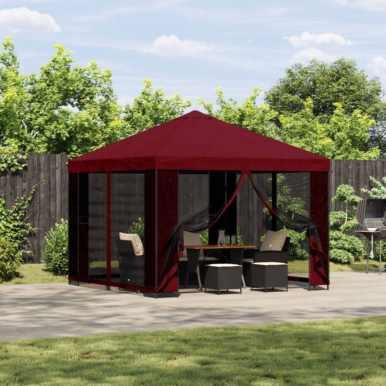 vidaXL Pavillon 3 x 3 m Bordeauxrot Polyester und Stahl 190