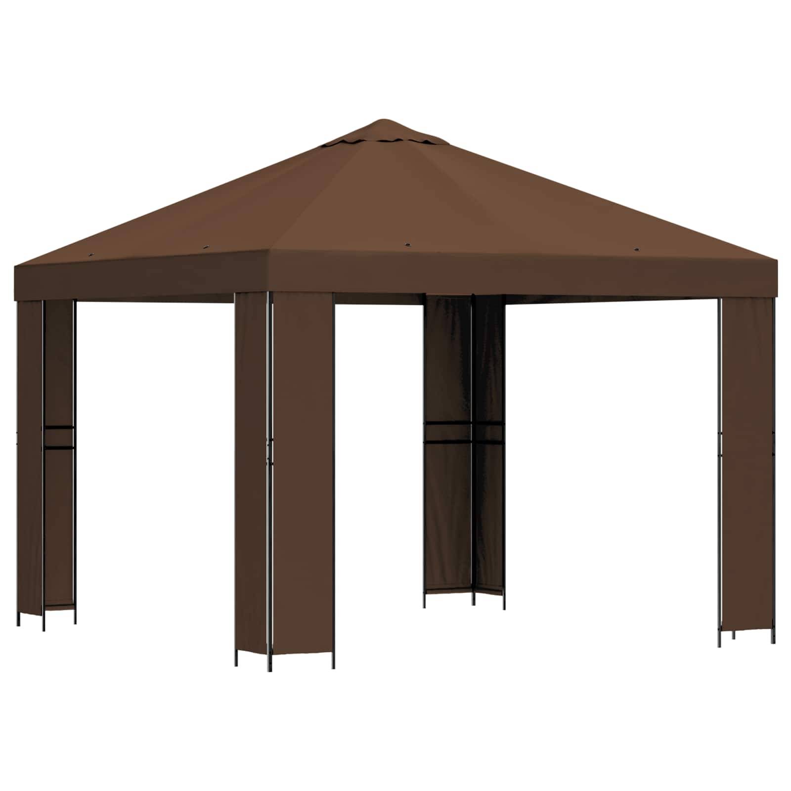 vidaXL Pavillon 3 x 3 m Braun Polyester und Stahl 190