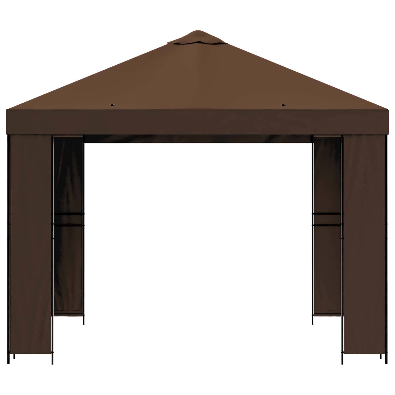 vidaXL Pavillon 3 x 3 m Braun Polyester und Stahl 190