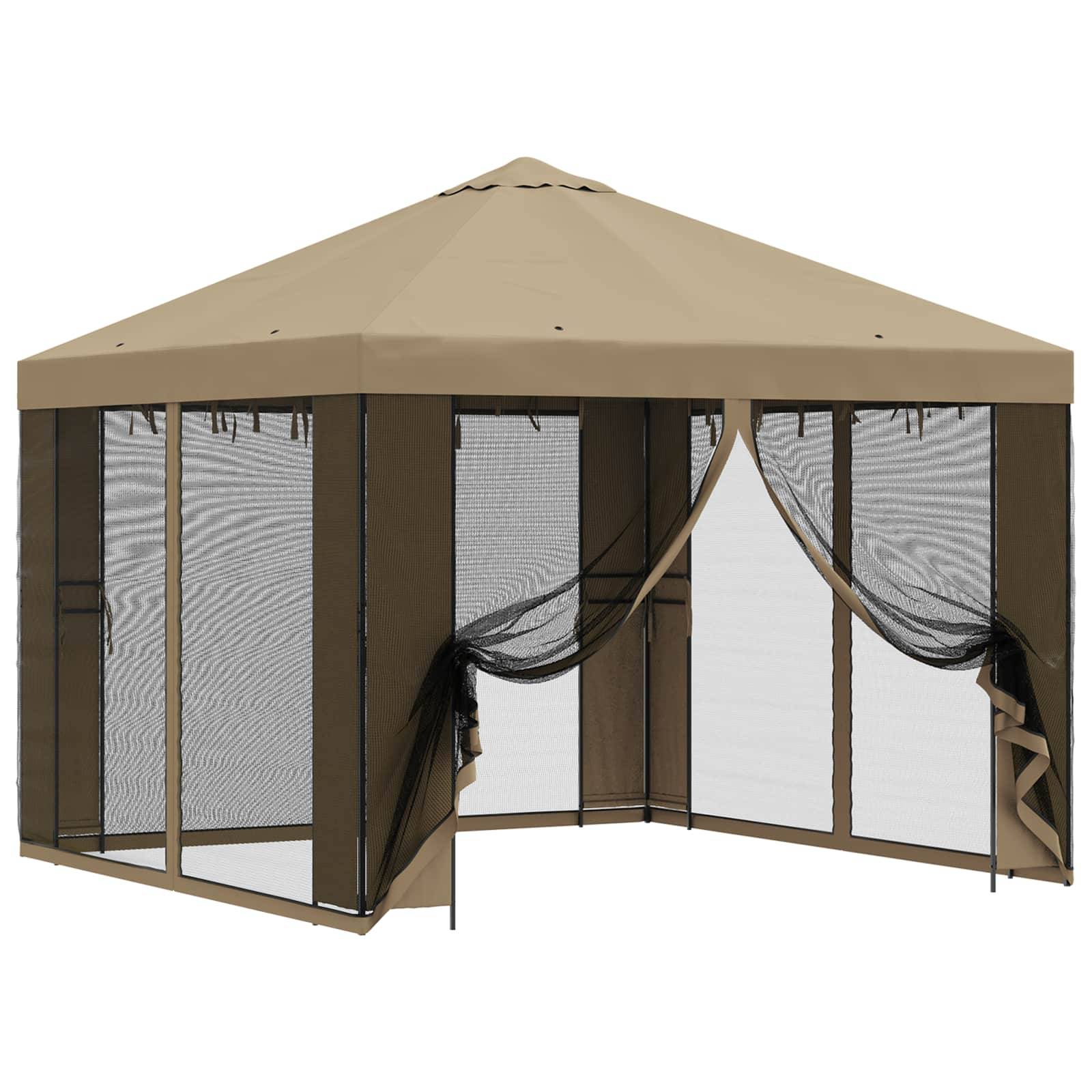 vidaXL Garten Pavillon mit Seitenwänden 3 x 3 m Beige