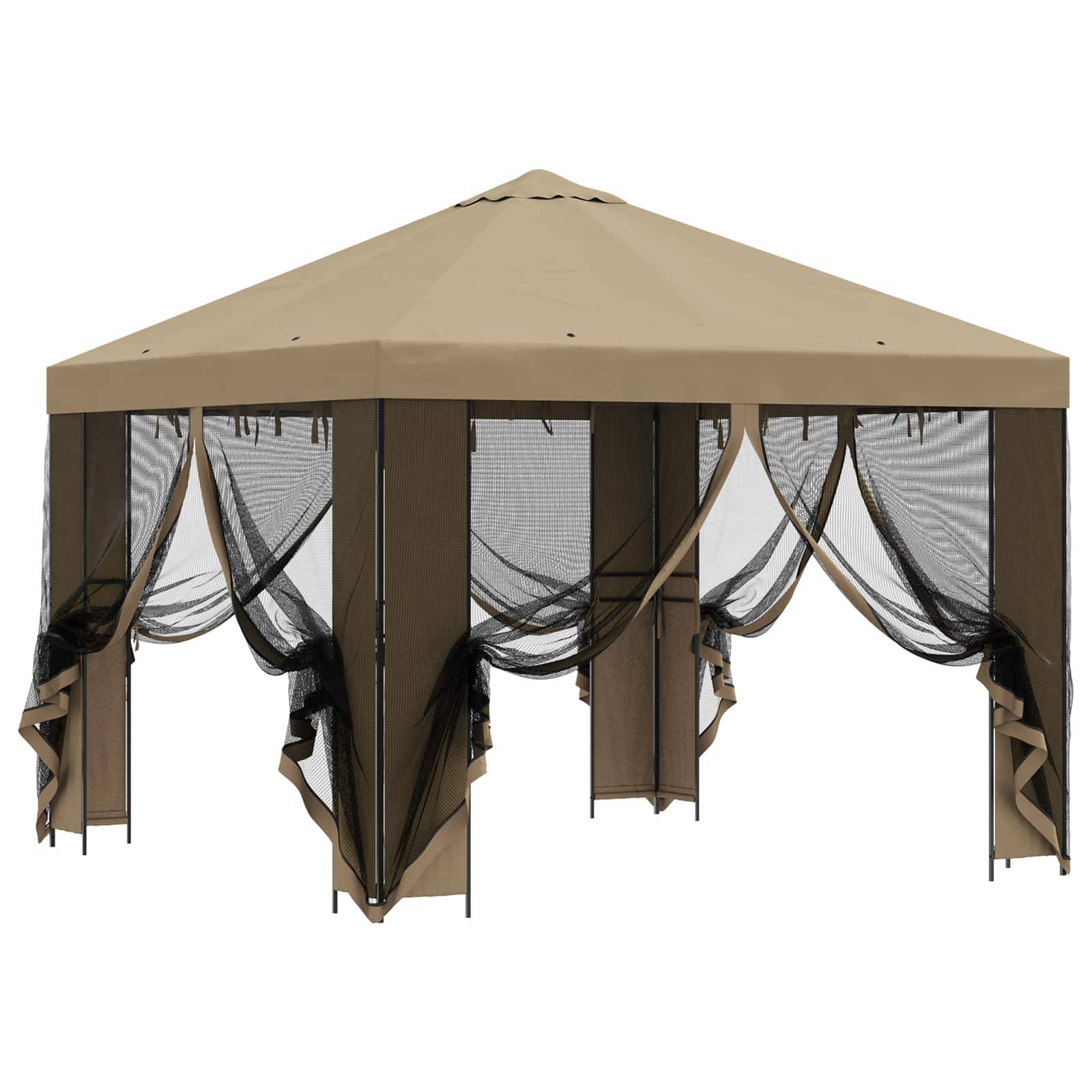 vidaXL Garten Pavillon mit Seitenwänden 3 x 3 m Beige