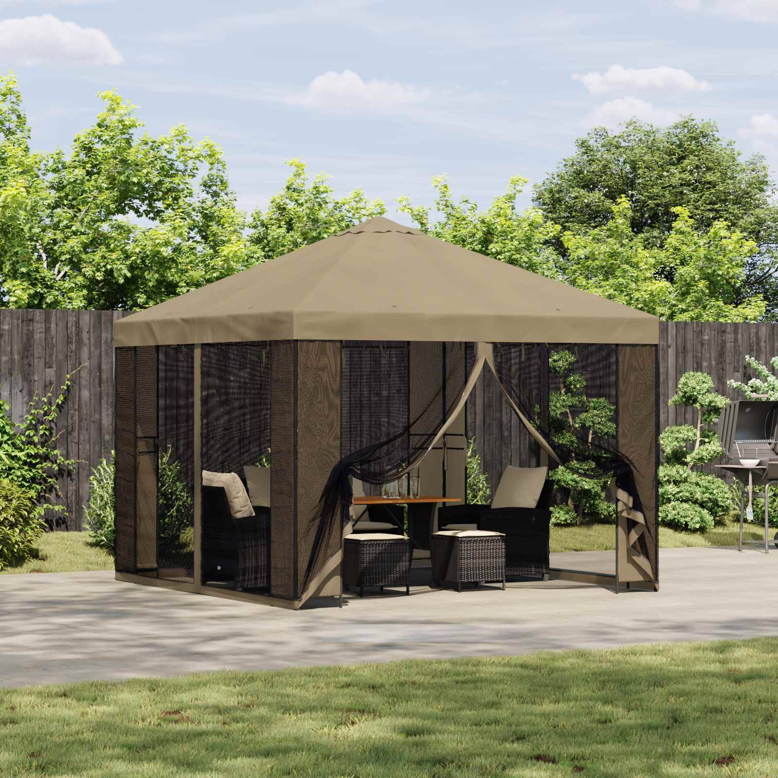 vidaXL Garten Pavillon mit Seitenwänden 3 x 3 m Beige