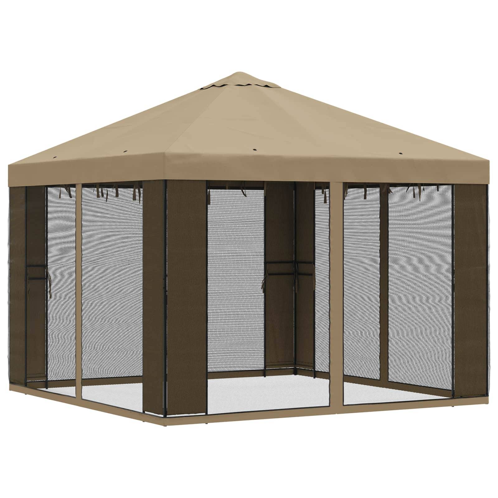 vidaXL Garten Pavillon mit Seitenwänden 3 x 3 m Beige