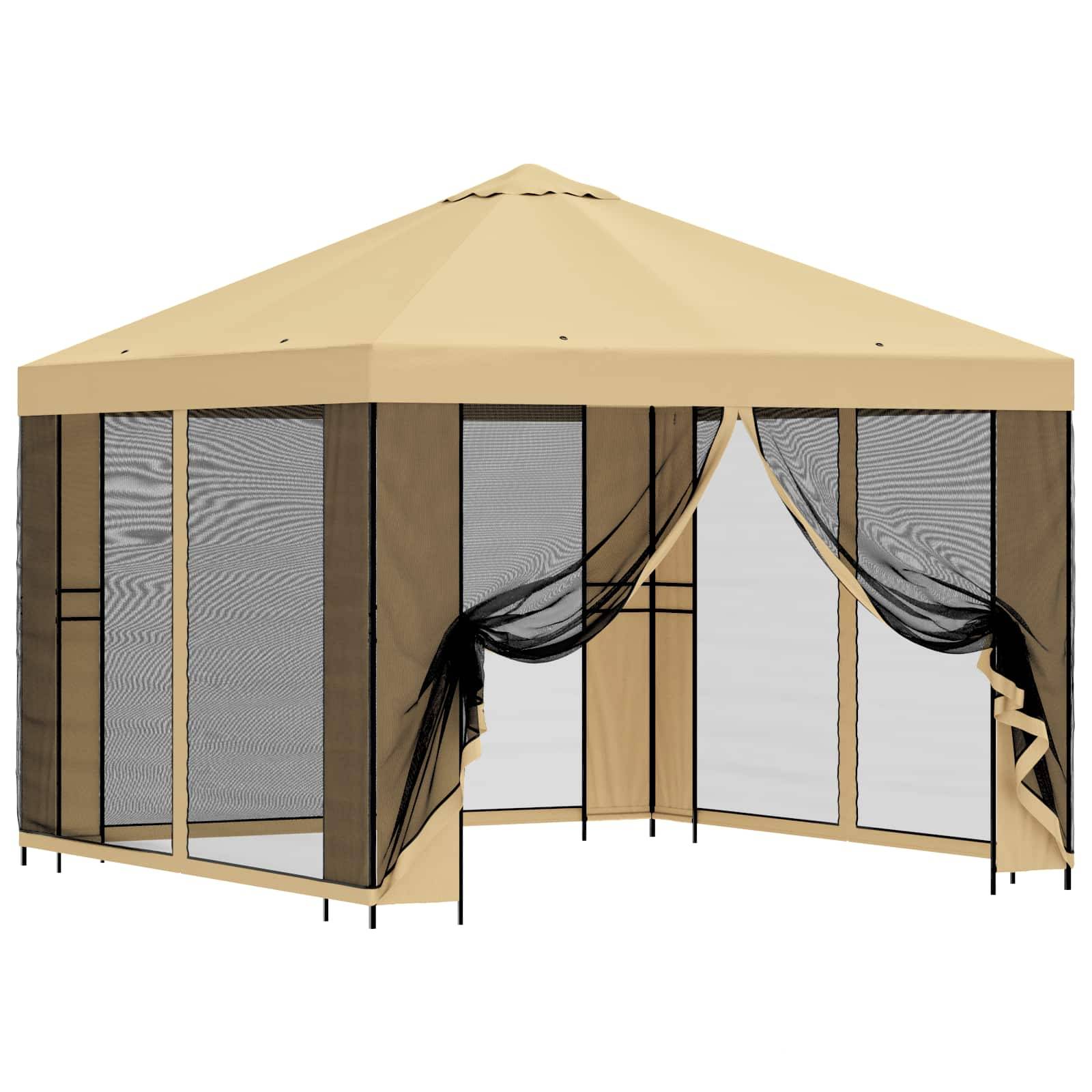 vidaXL Garten Pavillon mit Seitenwänden 3 x 3 m Creme