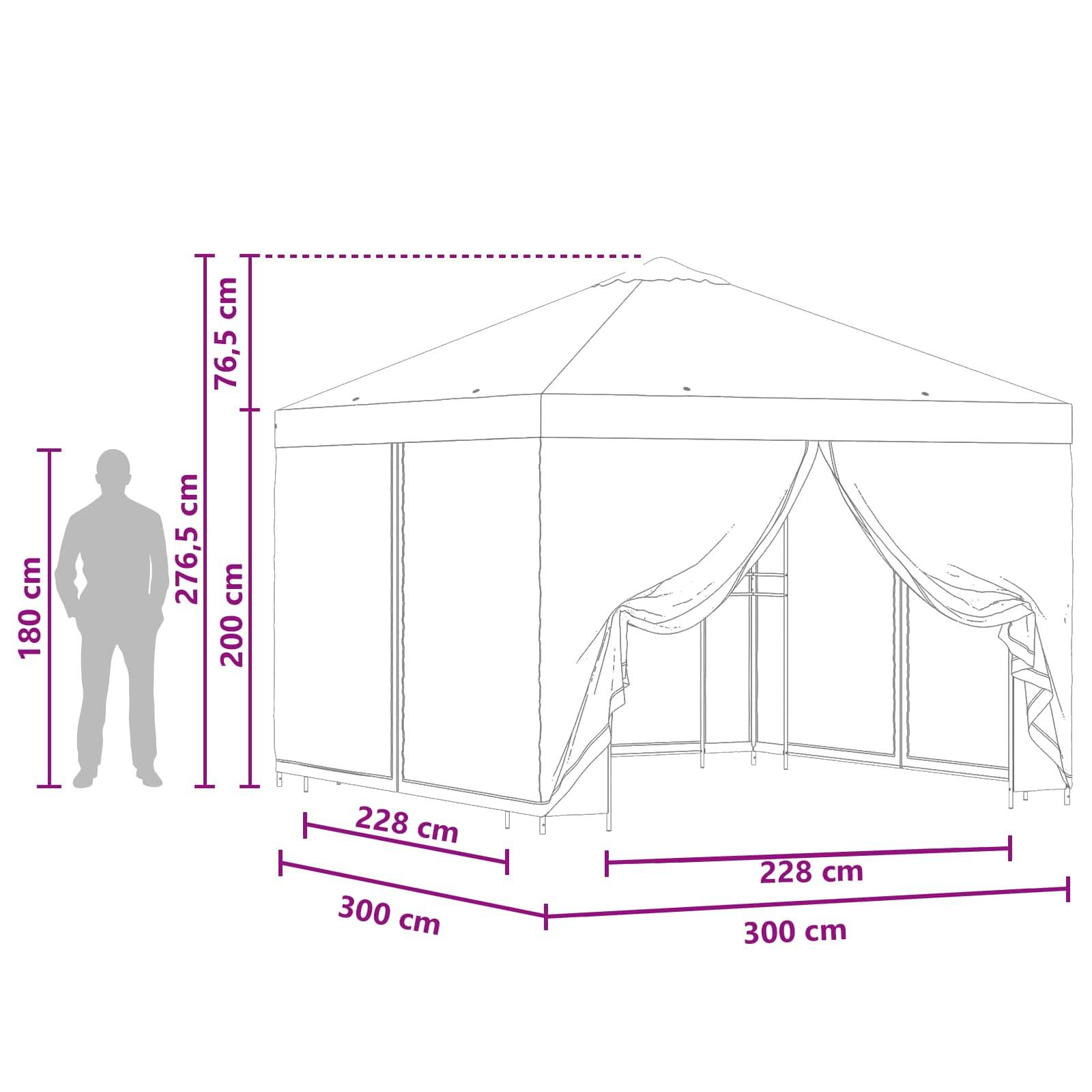 vidaXL Garten Pavillon mit Seitenwänden 3 x 3 m Creme