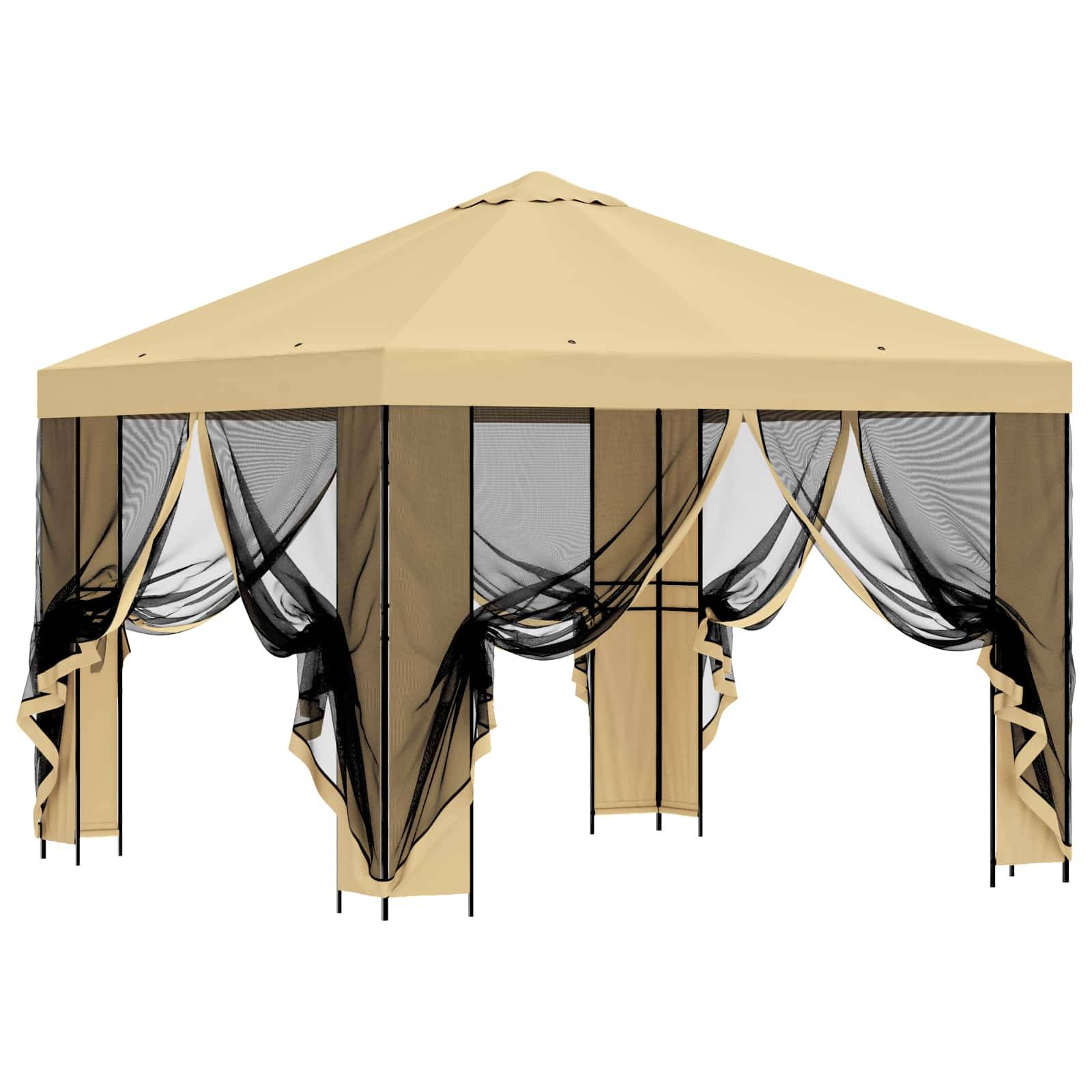 vidaXL Garten Pavillon mit Seitenwänden 3 x 3 m Creme