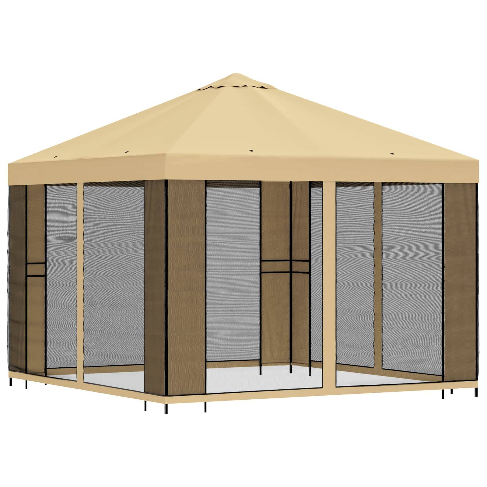 vidaXL Garten Pavillon mit Seitenwänden 3 x 3 m Creme