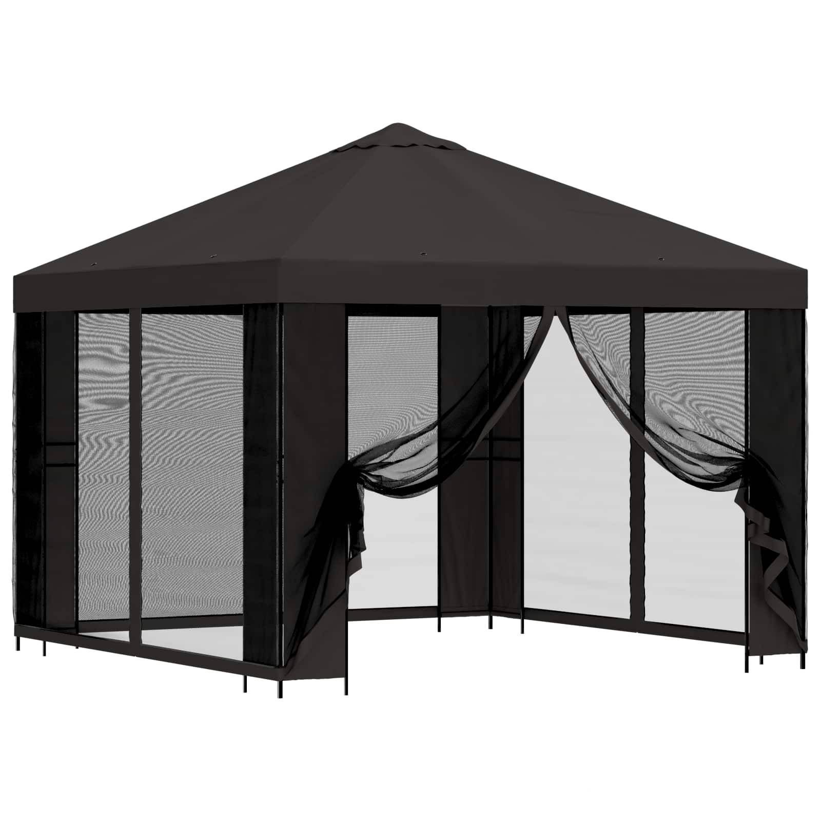 vidaXL Garten Pavillon mit Seitenwänden 3 x 3 m Anthrazit