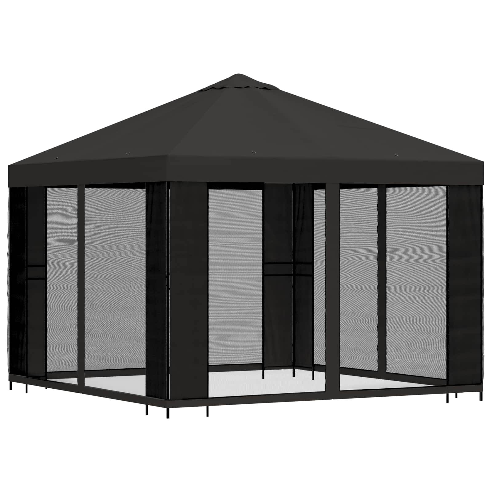 vidaXL Garten Pavillon mit Seitenwänden 3 x 3 m Anthrazit