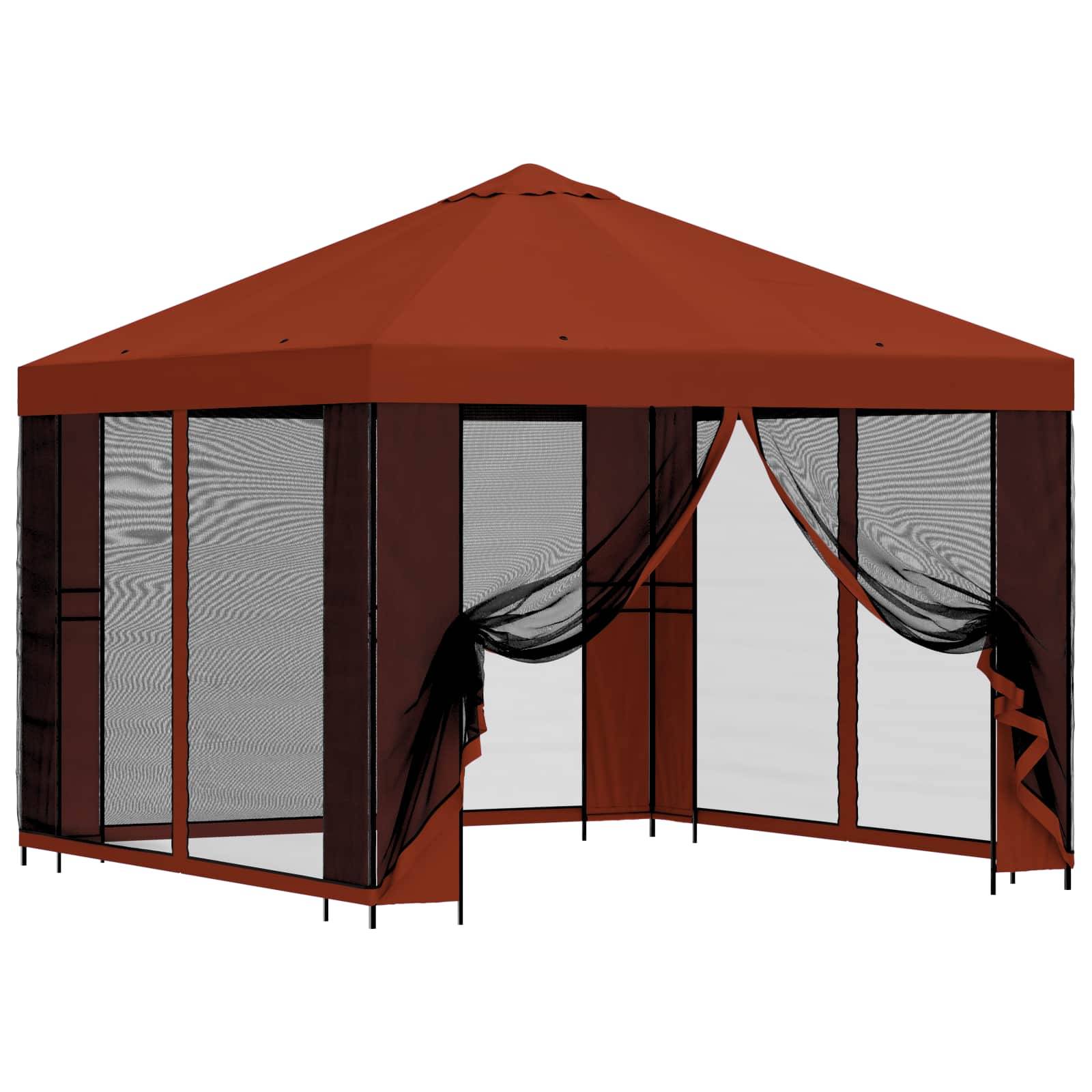 vidaXL Garten Pavillon mit Seitenwänden 3 x 3 m Terrakotta