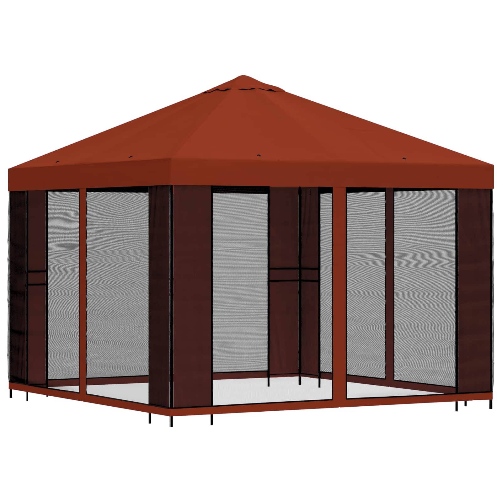 vidaXL Garten Pavillon mit Seitenwänden 3 x 3 m Terrakotta