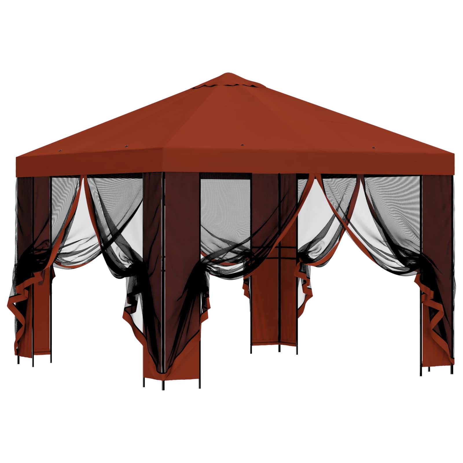 vidaXL Garten Pavillon mit Seitenwänden 3 x 3 m Terrakotta