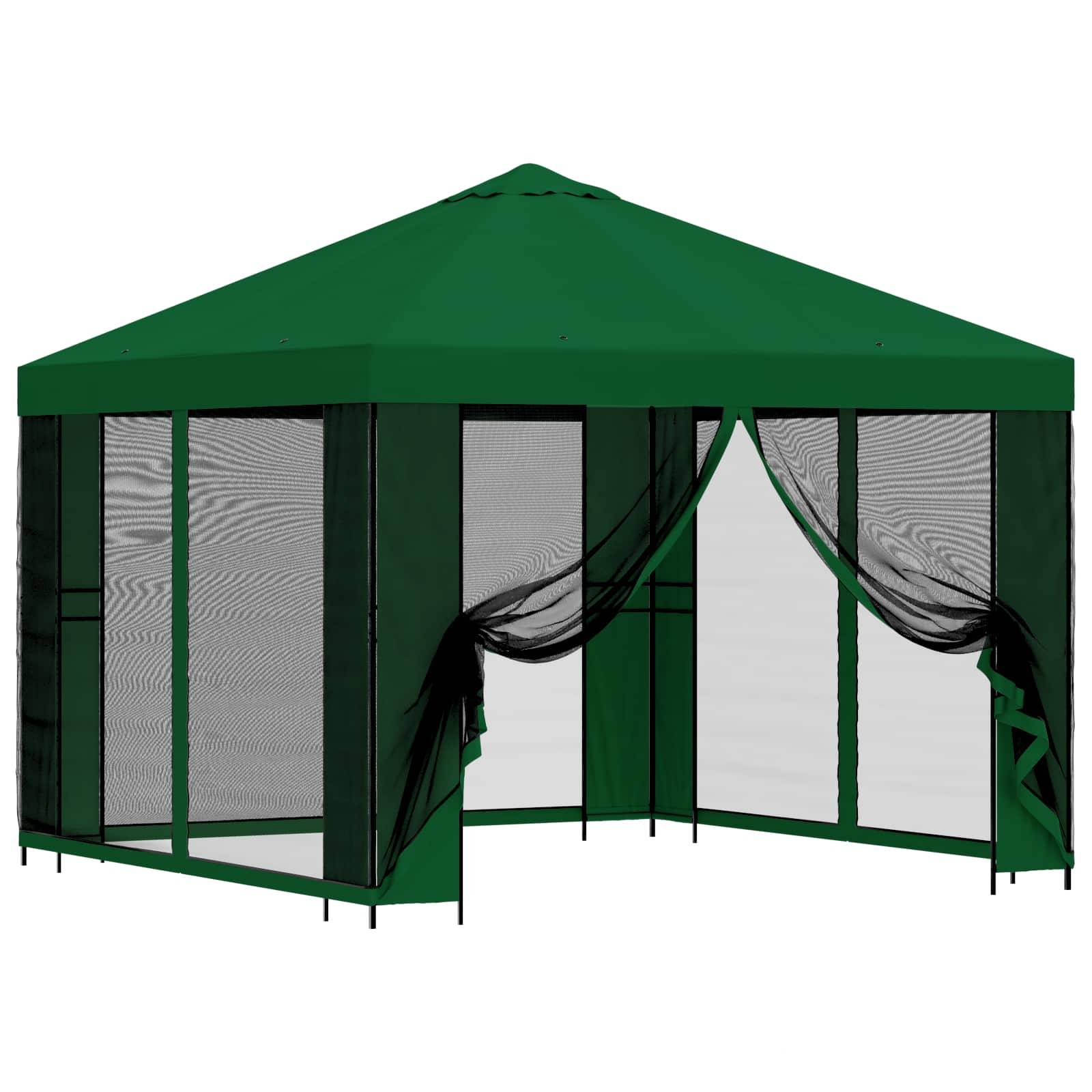 vidaXL Garten Pavillon mit Seitenwänden 3 x 3 m Grün
