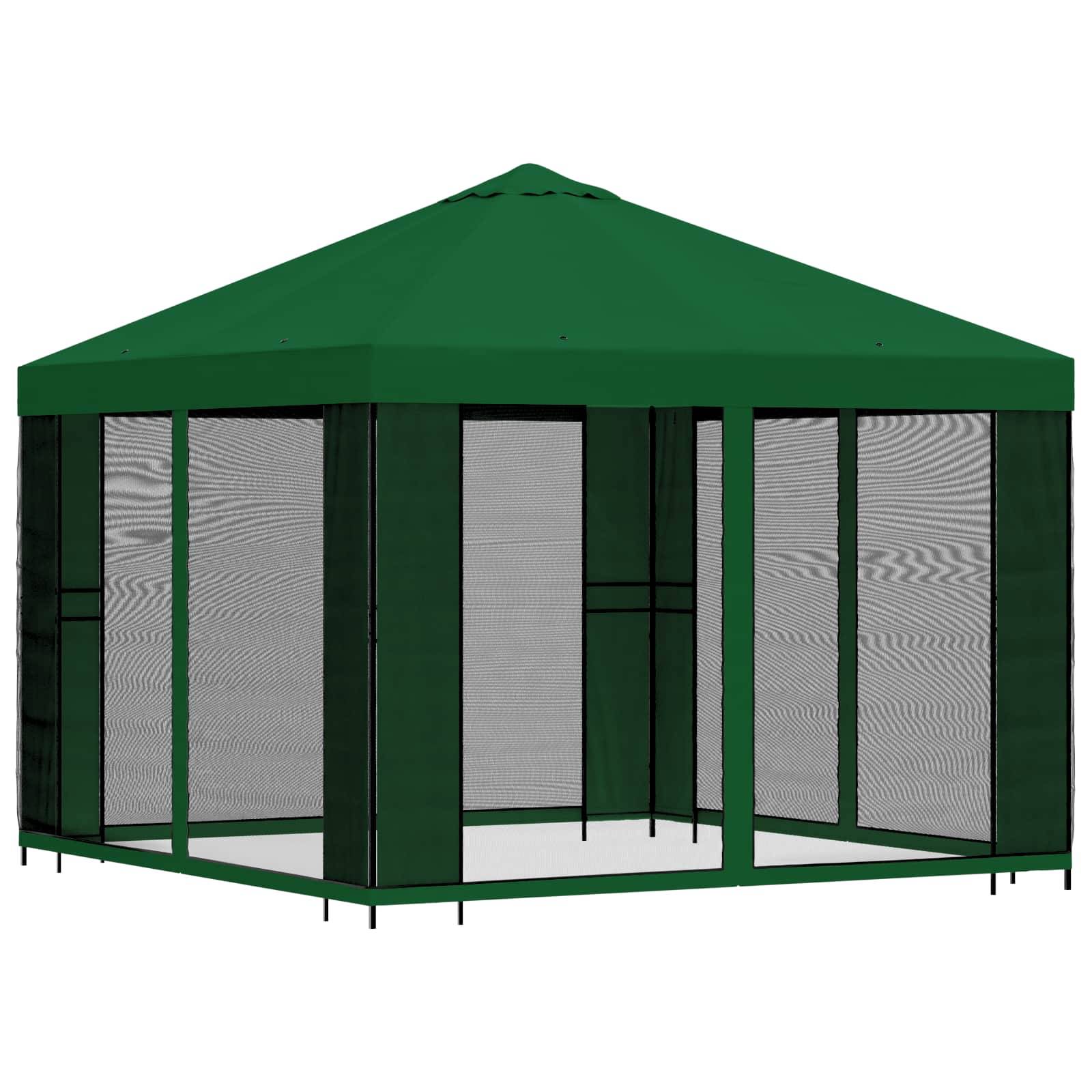 vidaXL Garten Pavillon mit Seitenwänden 3 x 3 m Grün