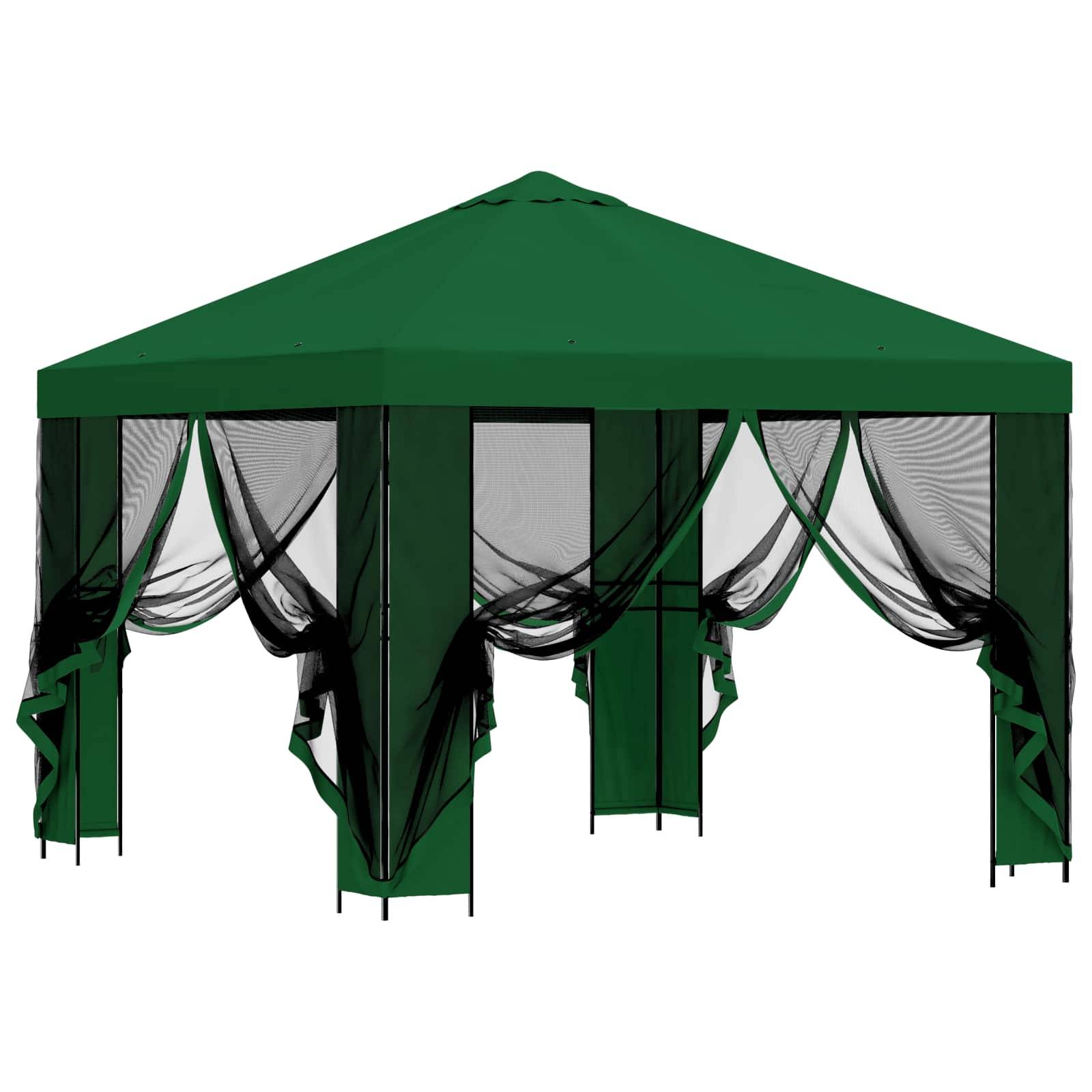 vidaXL Garten Pavillon mit Seitenwänden 3 x 3 m Grün