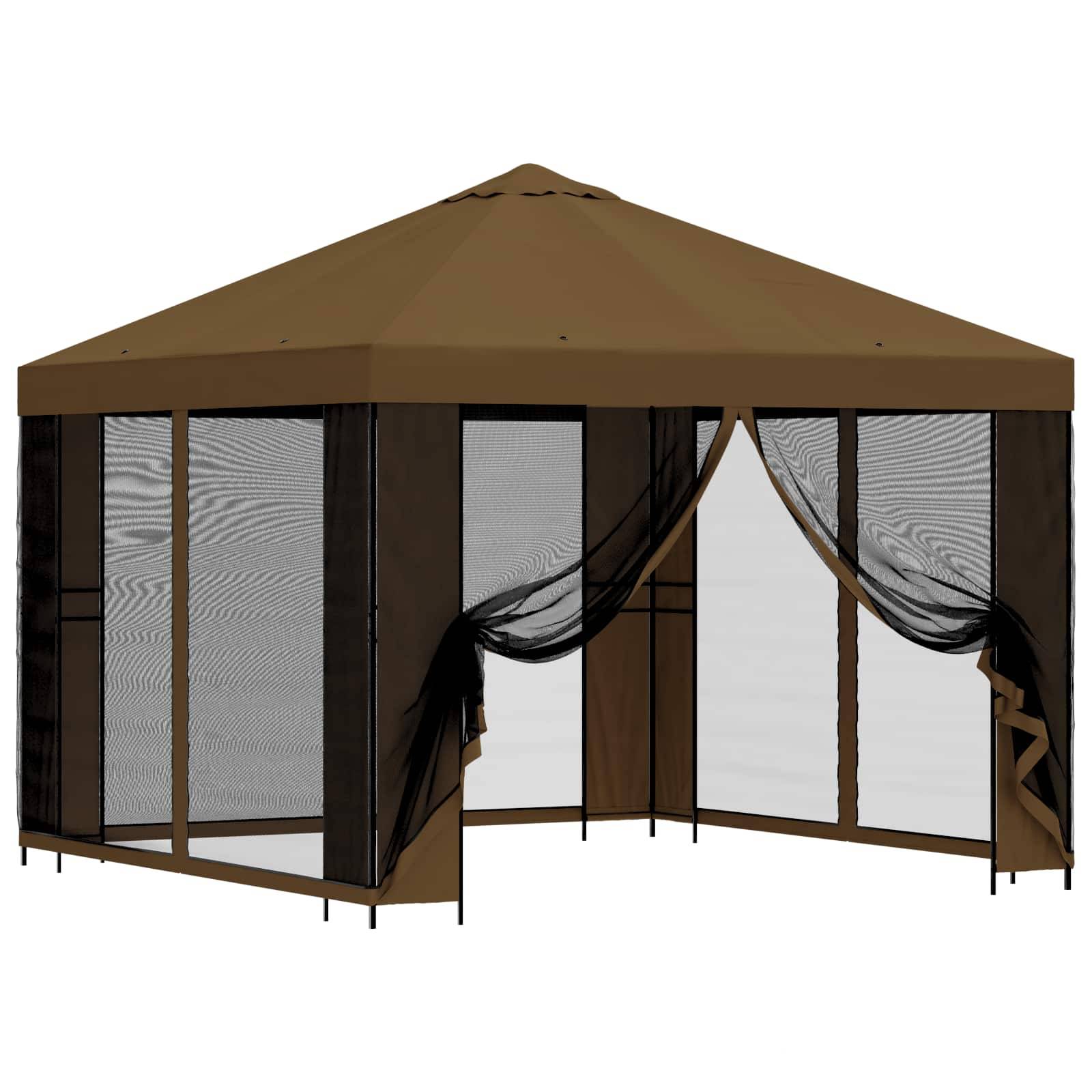 vidaXL Garten Pavillon mit Seitenwänden 3 x 3 m Taupe