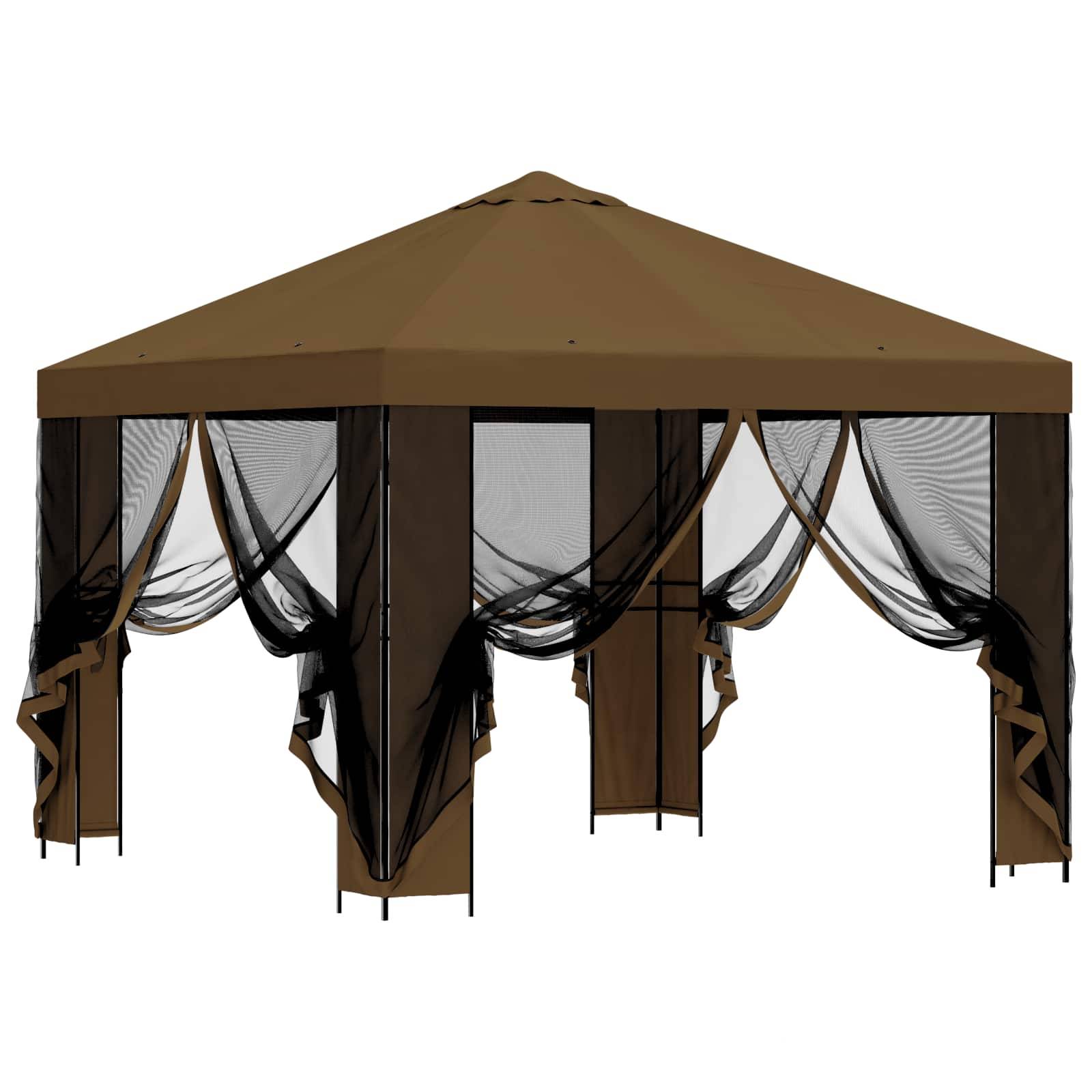 vidaXL Garten Pavillon mit Seitenwänden 3 x 3 m Taupe