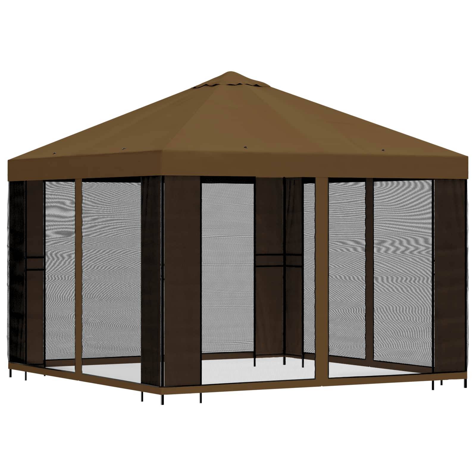 vidaXL Garten Pavillon mit Seitenwänden 3 x 3 m Taupe