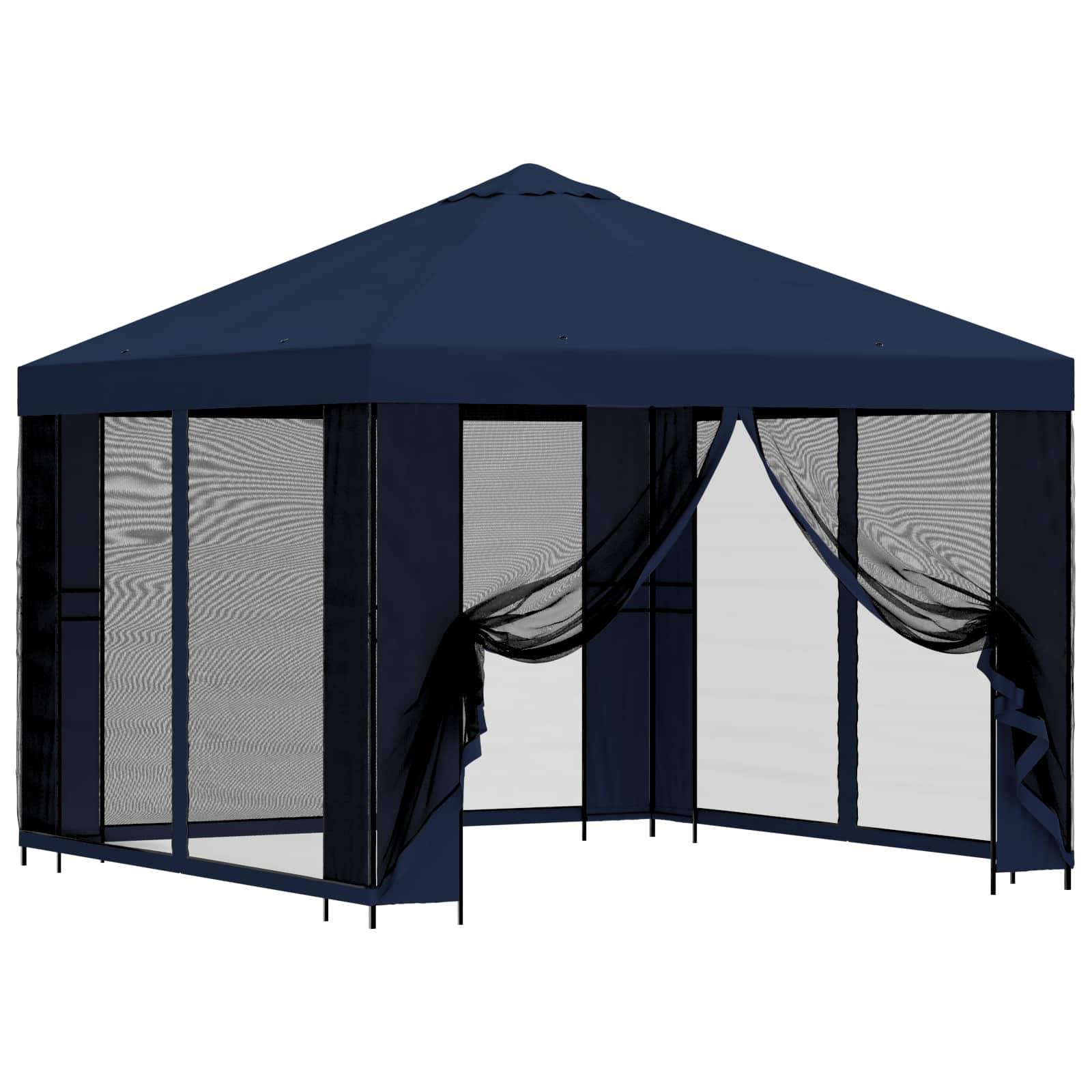 vidaXL Garten Pavillon mit Seitenwänden 3 x 3 m Blau