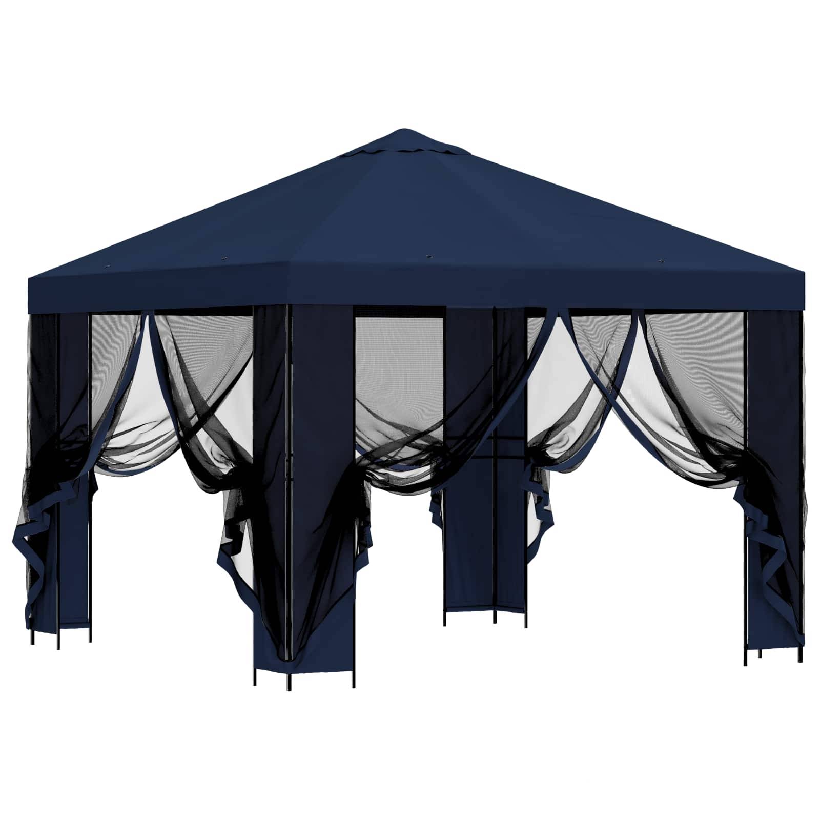 vidaXL Garten Pavillon mit Seitenwänden 3 x 3 m Blau