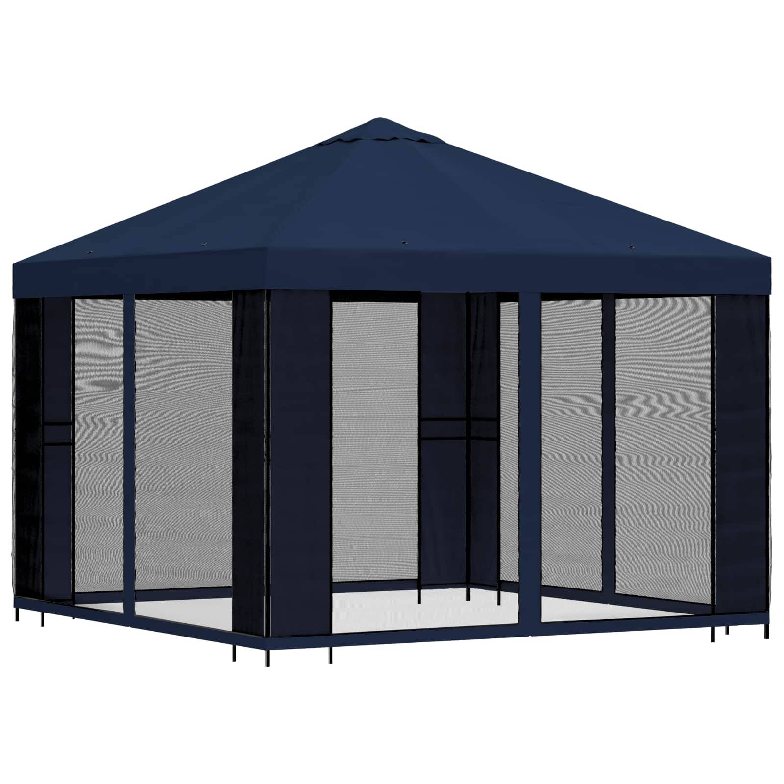 vidaXL Garten Pavillon mit Seitenwänden 3 x 3 m Blau