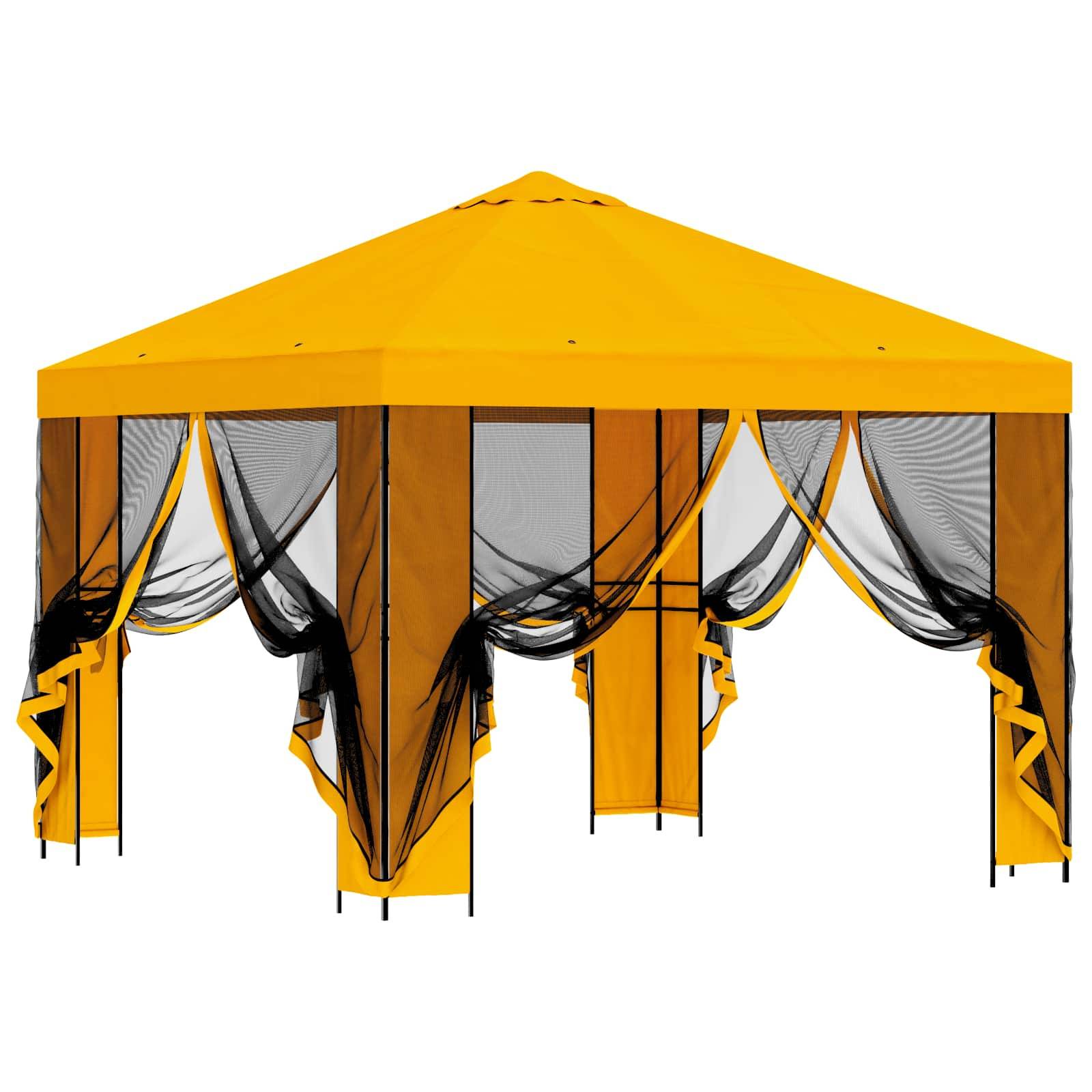 vidaXL Garten Pavillon mit Seitenwänden 3 x 3 m Gelb