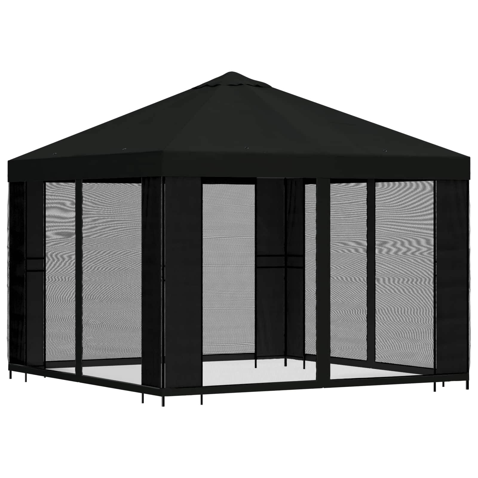 vidaXL Garten Pavillon mit Seitenwänden 3 x 3 m Schwarz