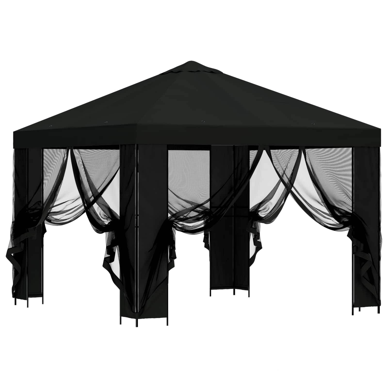 vidaXL Garten Pavillon mit Seitenwänden 3 x 3 m Schwarz
