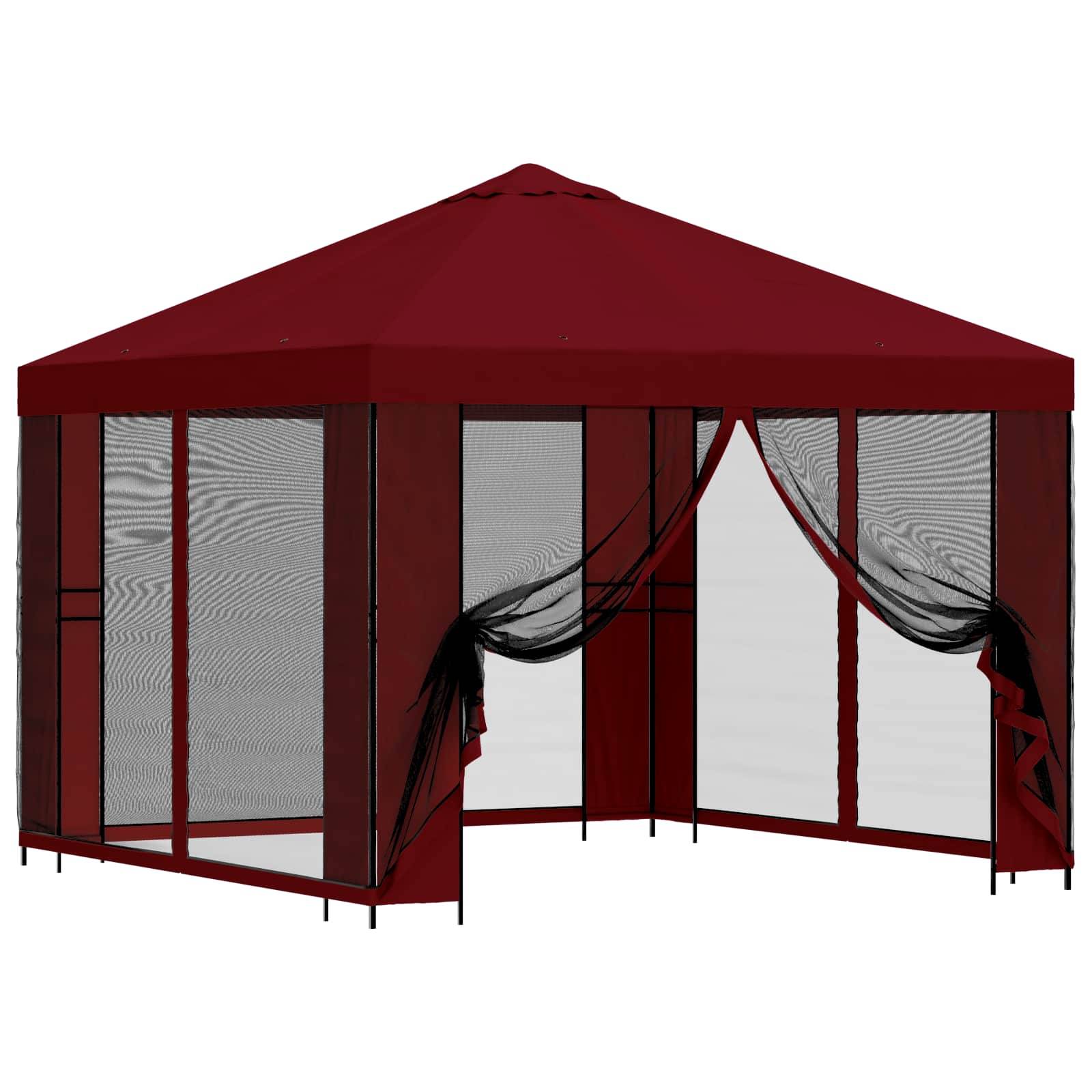 vidaXL Garten Pavillon mit Seitenwänden 3 x 3 m Bordeauxrot