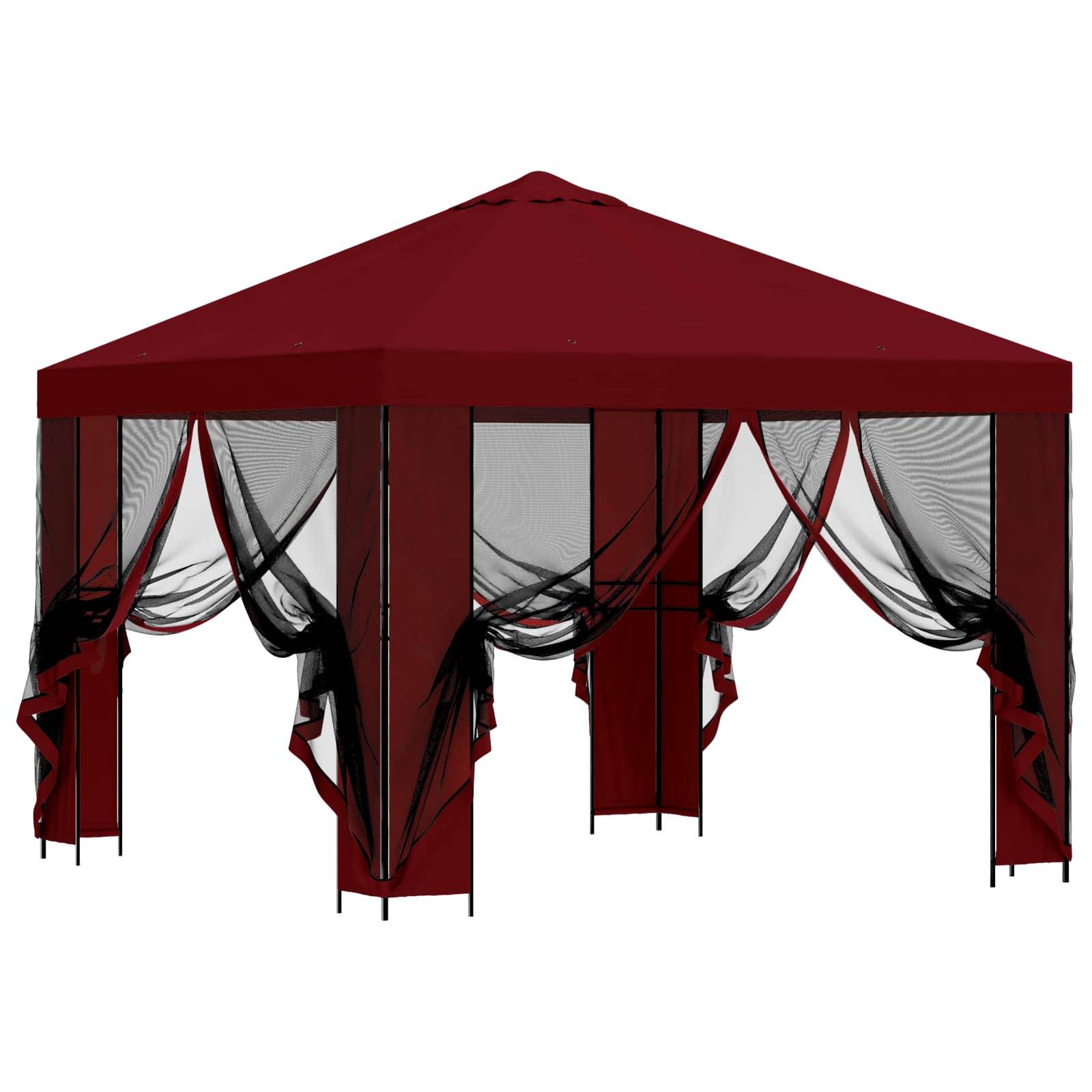 vidaXL Garten Pavillon mit Seitenwänden 3 x 3 m Bordeauxrot