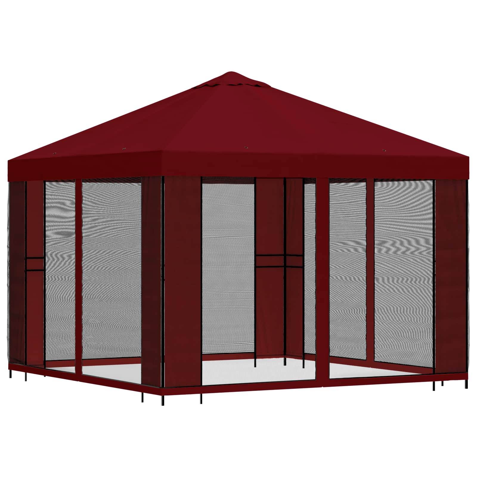 vidaXL Garten Pavillon mit Seitenwänden 3 x 3 m Bordeauxrot
