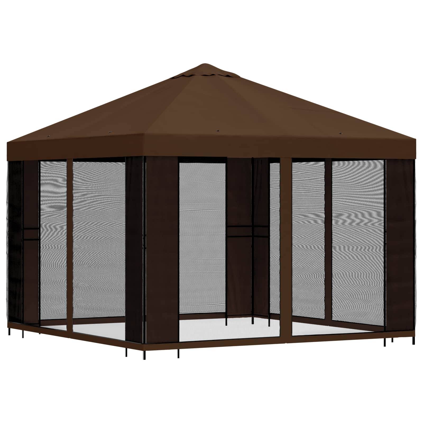 vidaXL Garten Pavillon mit Seitenwänden 3 x 3 m Braun