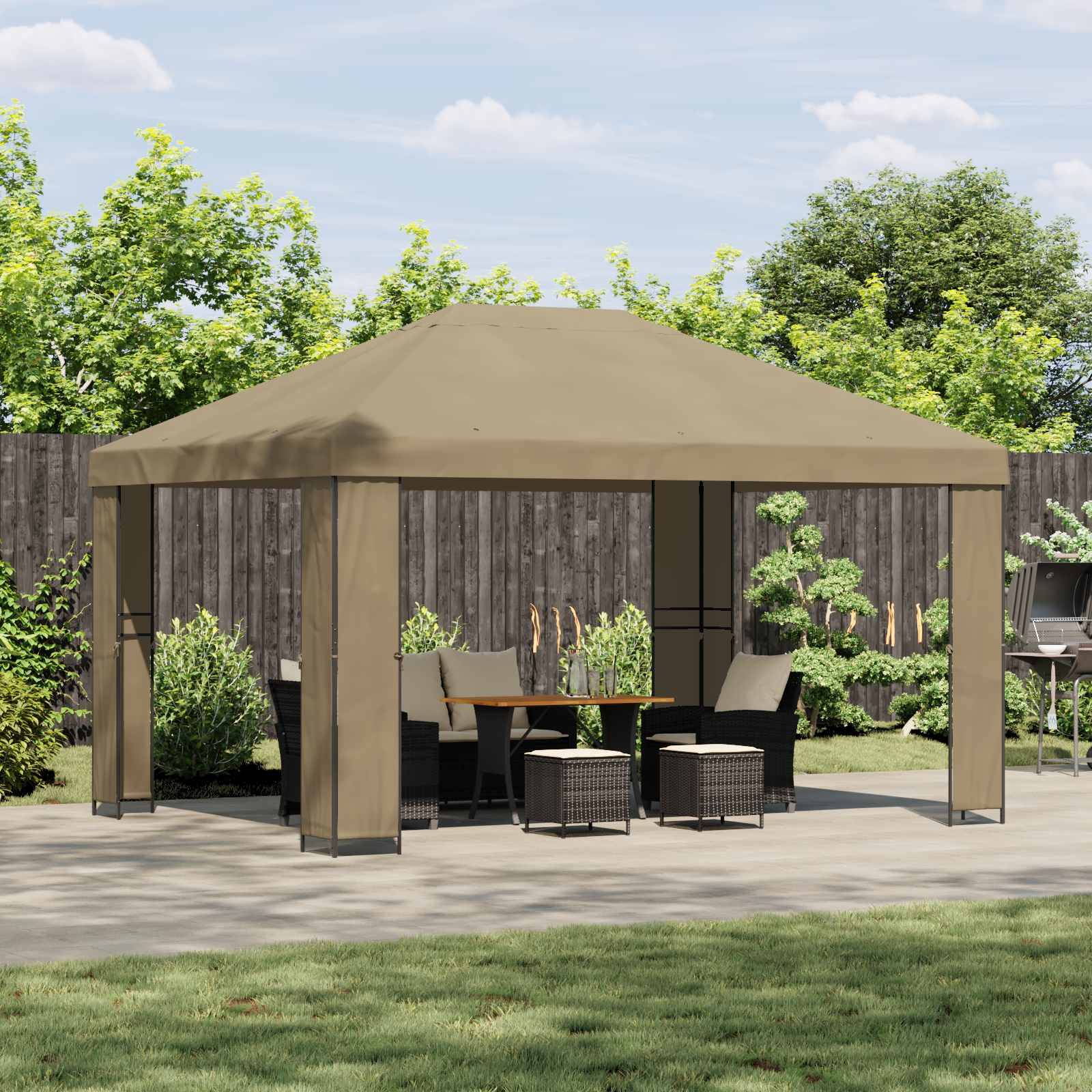 vidaXL Pavillon 4 x 3 m Beige Polyester und Stahl 190 gsm