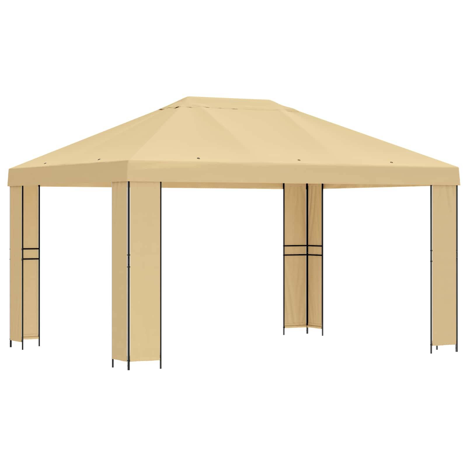 vidaXL Pavillon 4 x 3 m Creme Polyester und Stahl 190