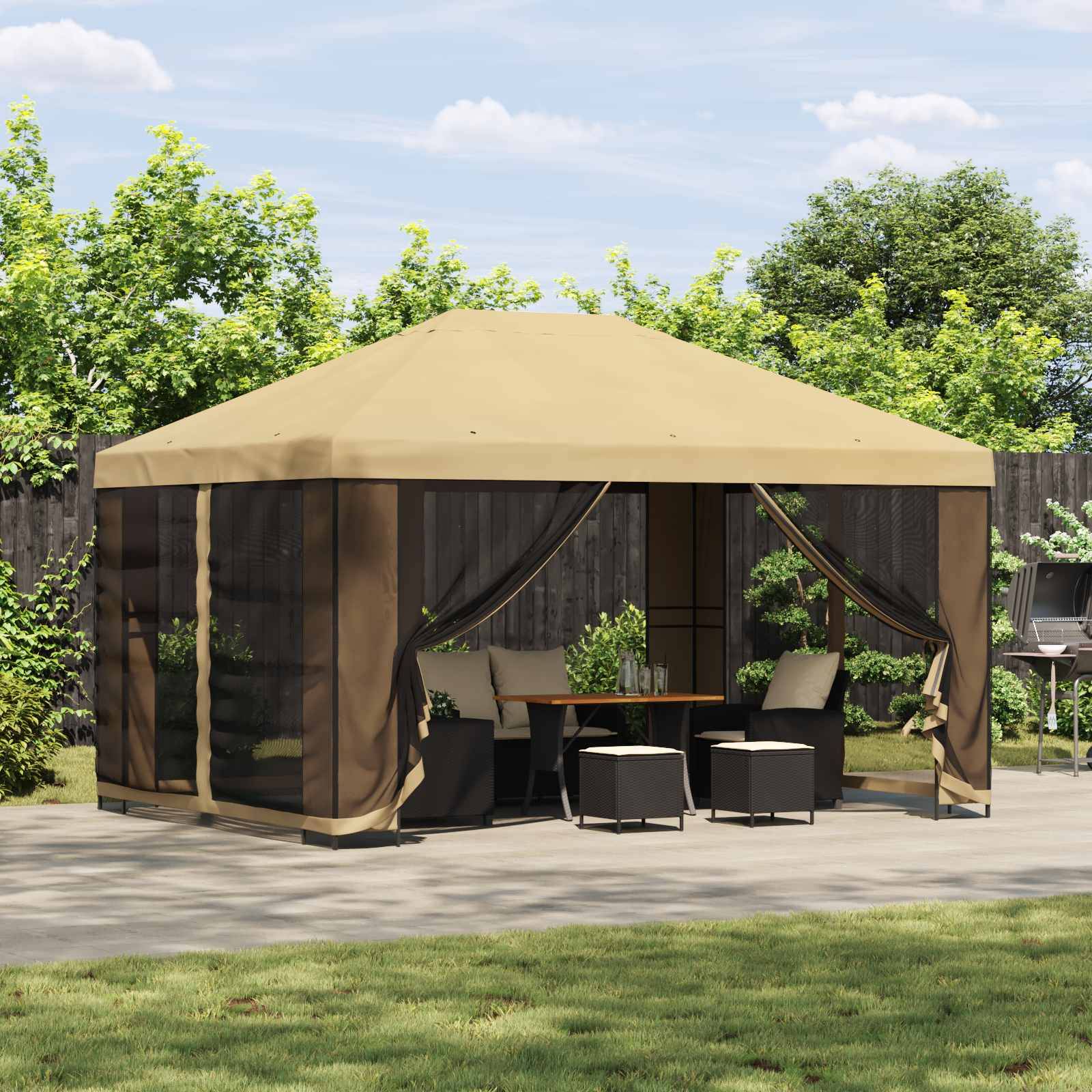 vidaXL Pavillon 4 x 3 m Creme Polyester und Stahl 190