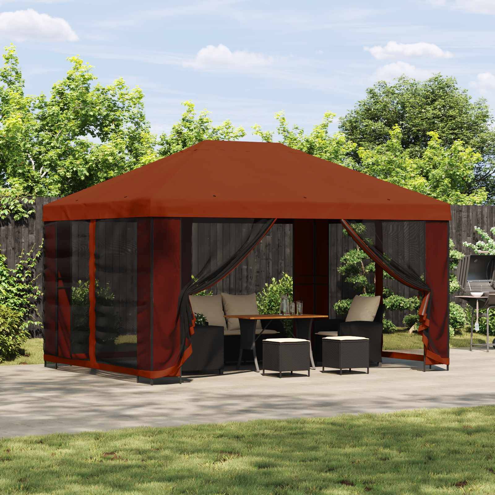 vidaXL Pavillon mit Seitenwänden 4 x 3 m Terrakotta