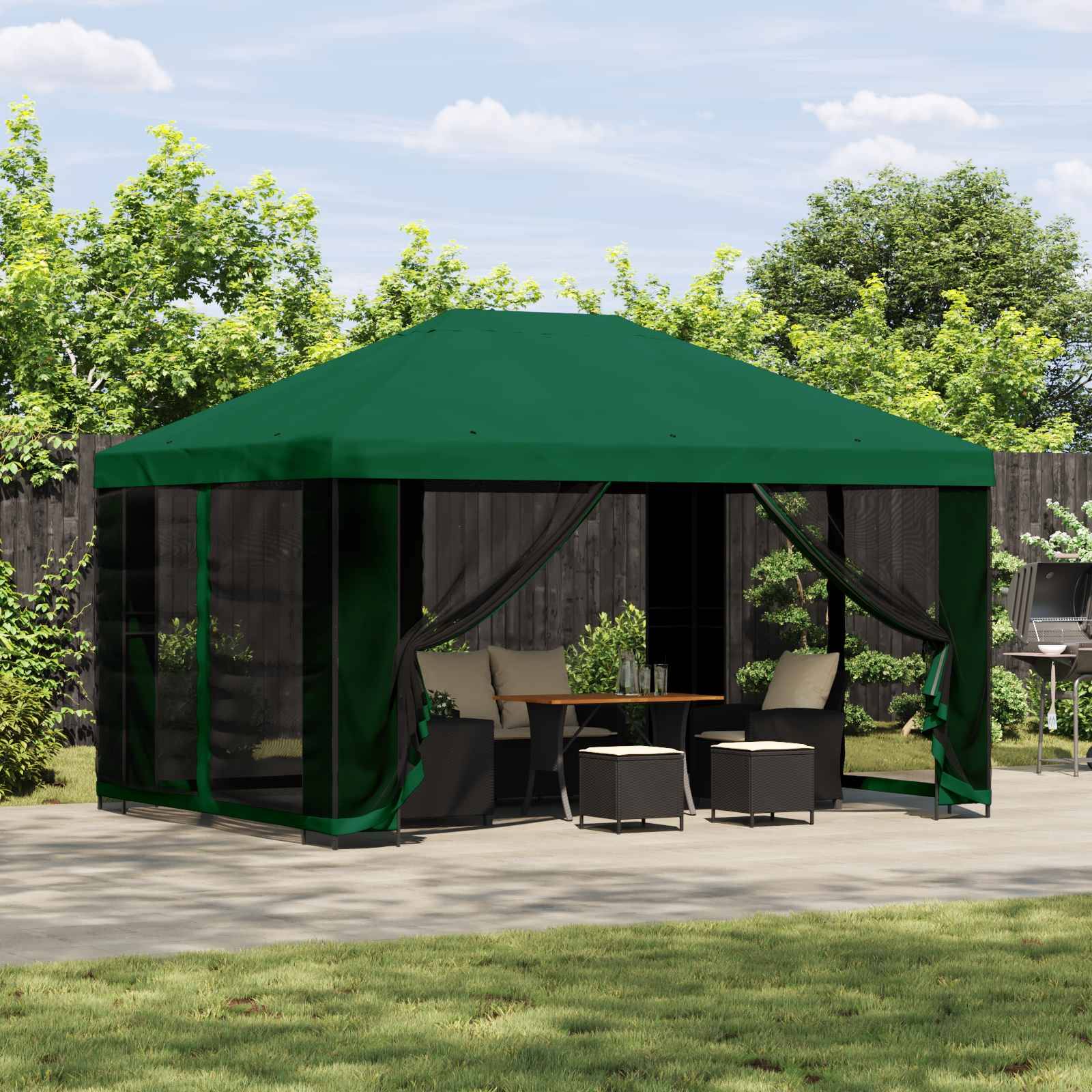 vidaXL Pavillon 4 x 3 m Grün Polyester und Stahl 190