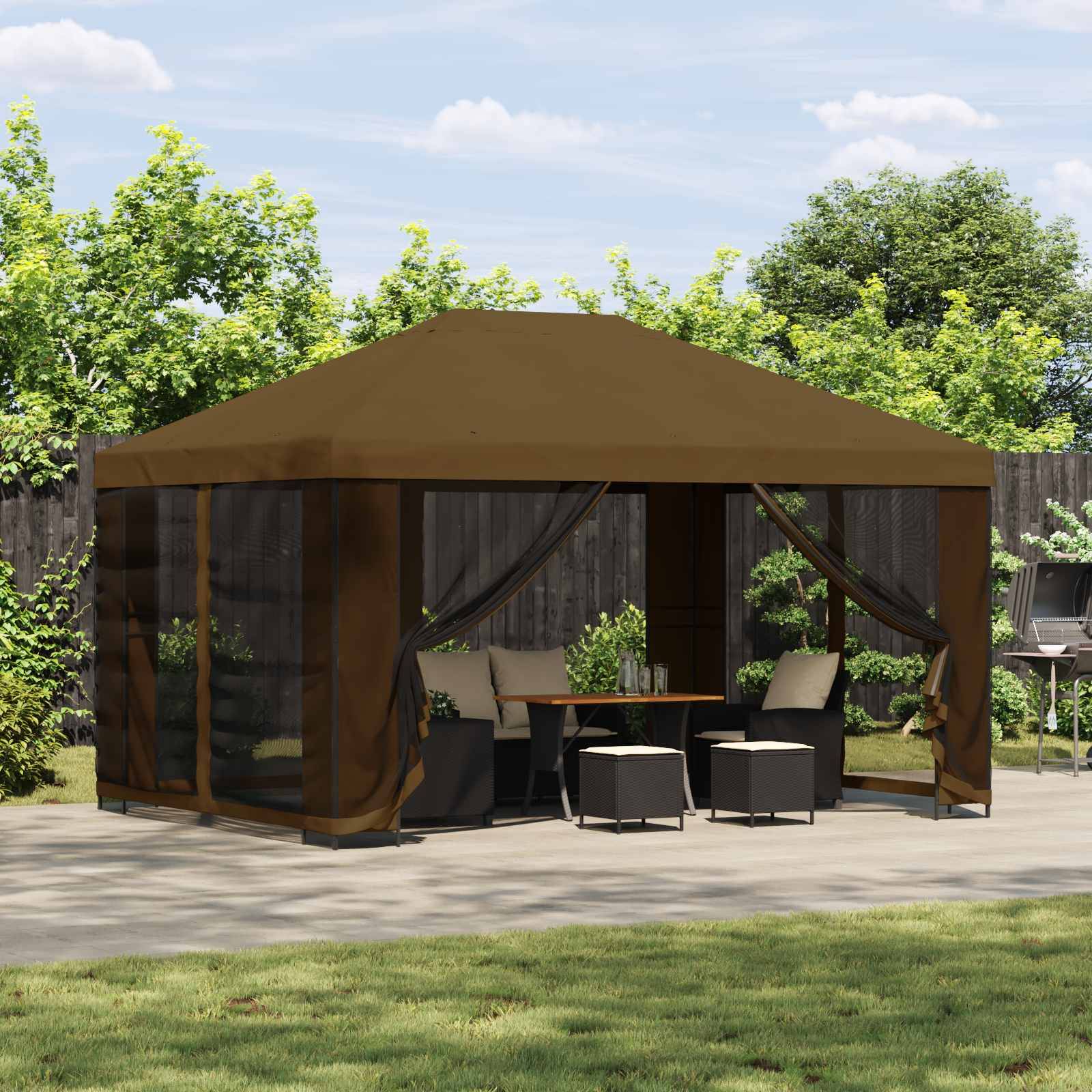 vidaXL Pavillon 4 x 3 m Taupe Polyester und Stahl 190