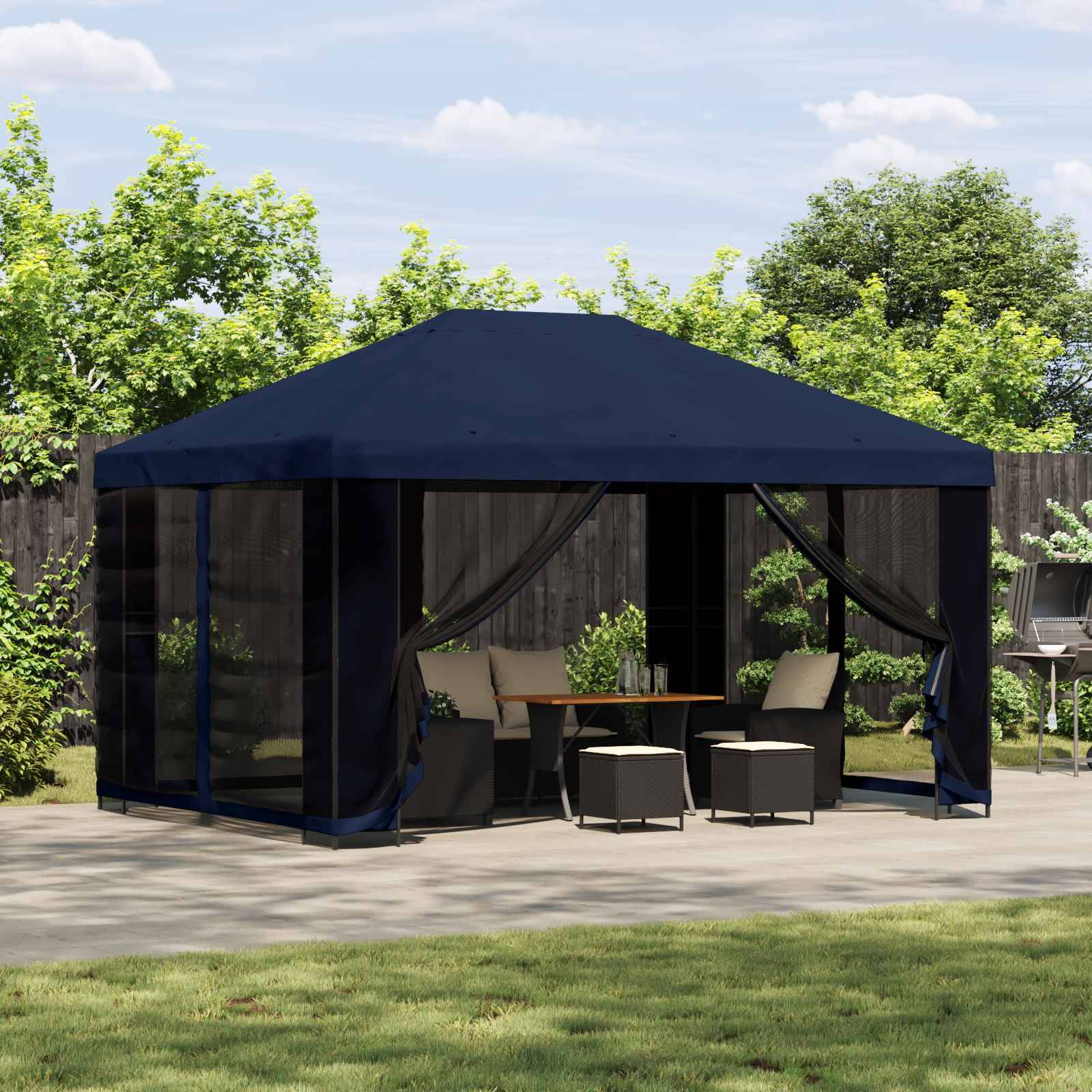 vidaXL Pavillon 4 x 3 m Blau Polyester und Stahl 190