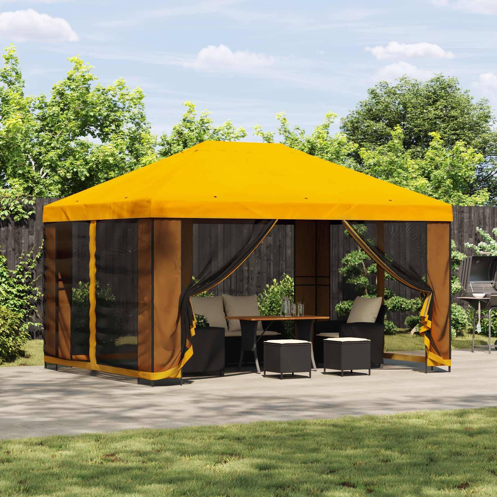 vidaXL Pavillon 4 x 3 m Gelb Polyester und Stahl 190