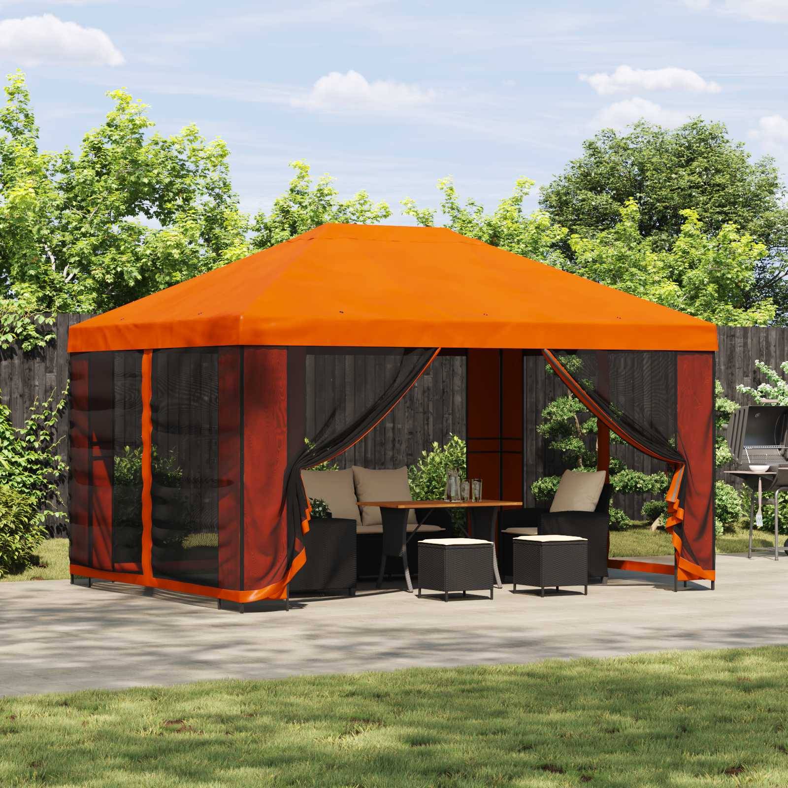 vidaXL Pavillon 4 x 3 m Orange Polyester und Stahl 190