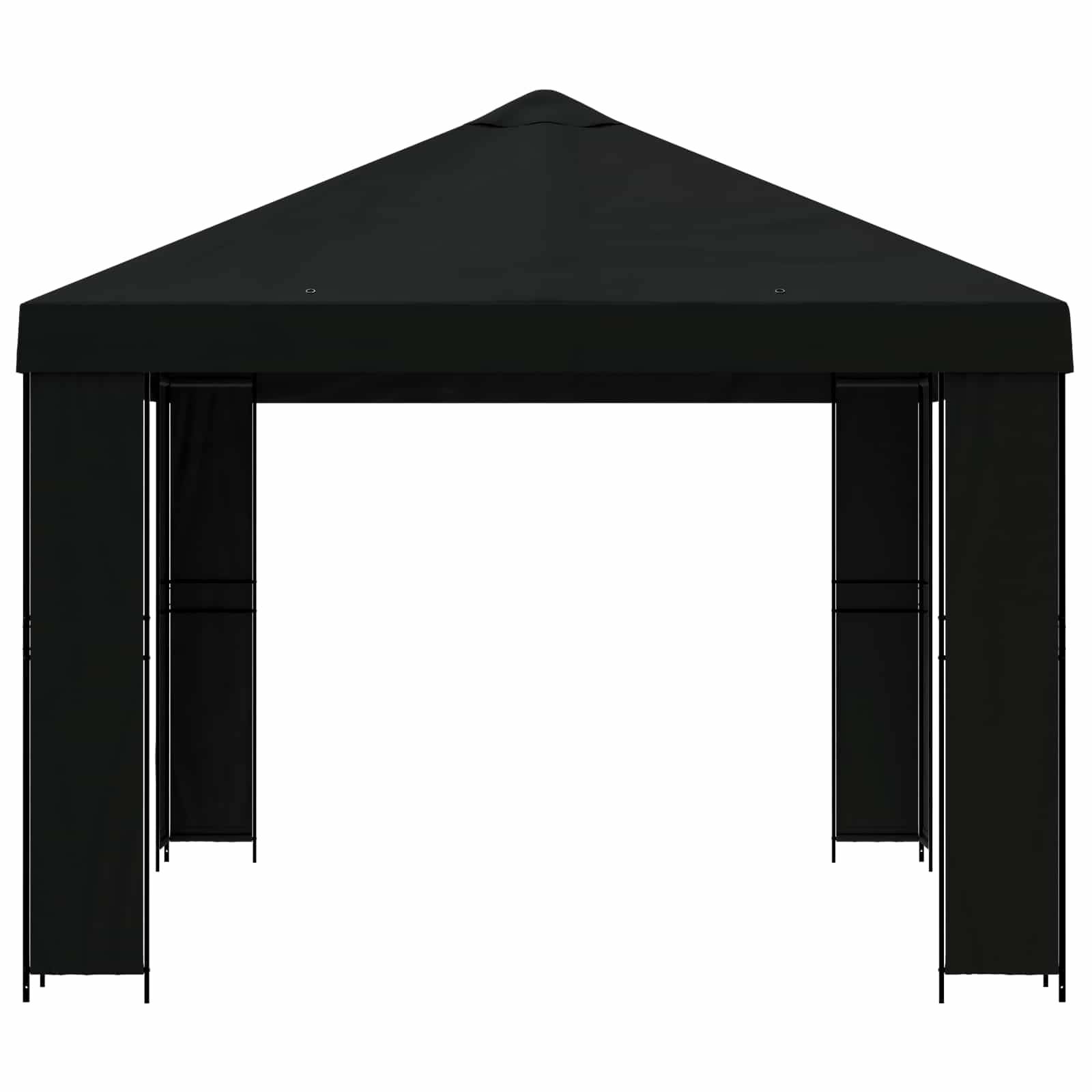 vidaXL Pavillon 4 x 3 m Schwarz Polyester und Stahl 190