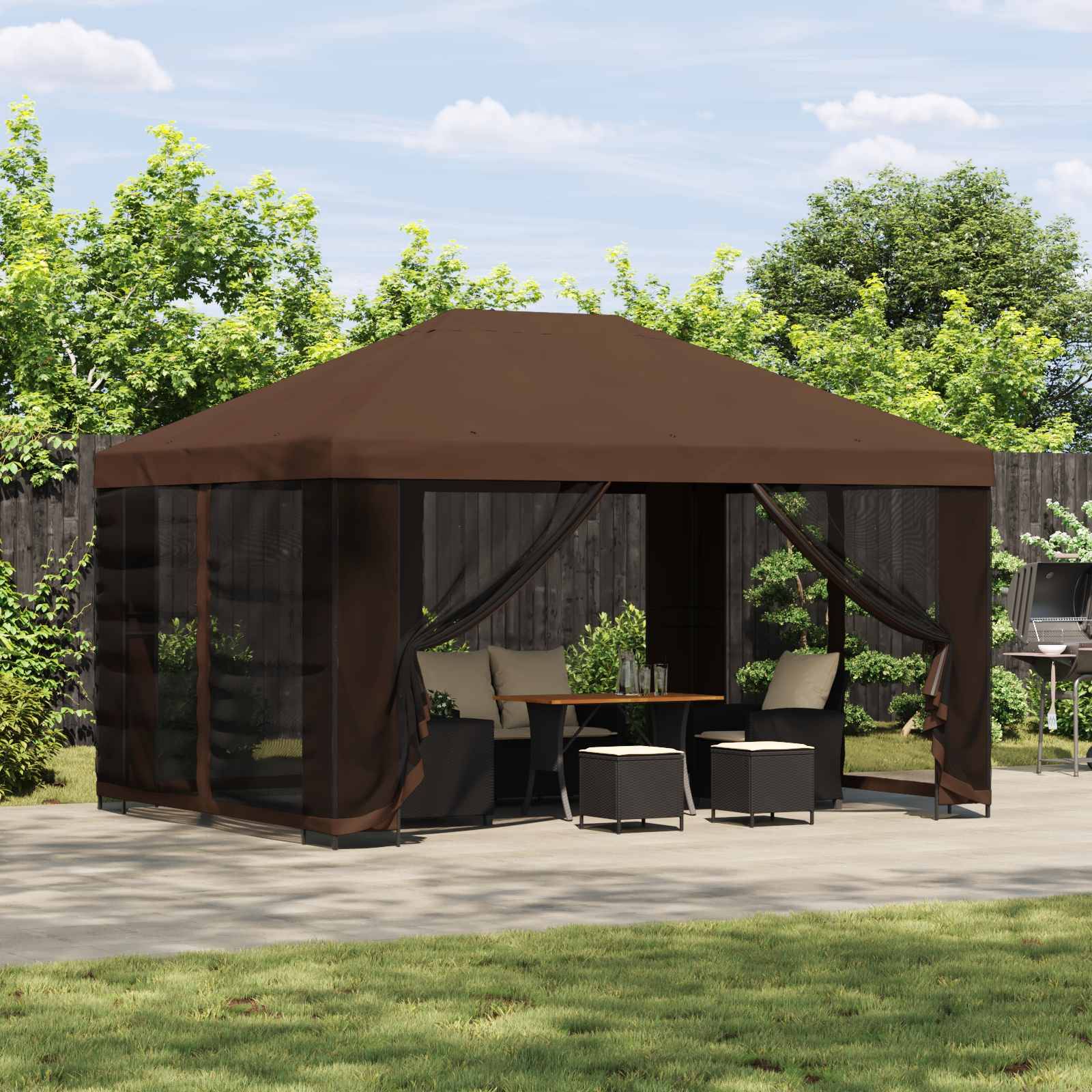 vidaXL Pavillon 4 x 3 m Braun Polyester und Stahl 190